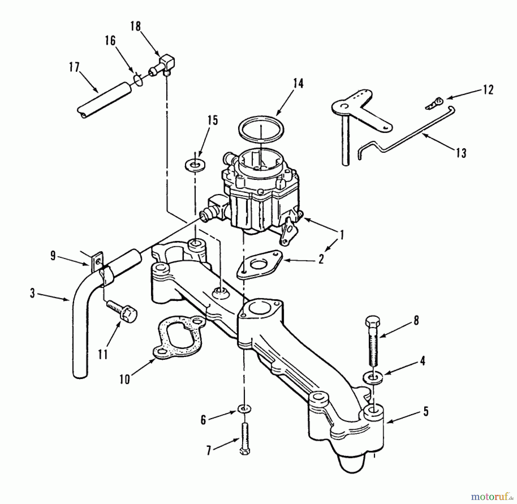 Toro Neu Mowers, Lawn & Garden Tractor Seite 2 R1-18OE02 (518-H) - Toro 518-H Garden Tractor, 1990 INTAKE MANIFOLD