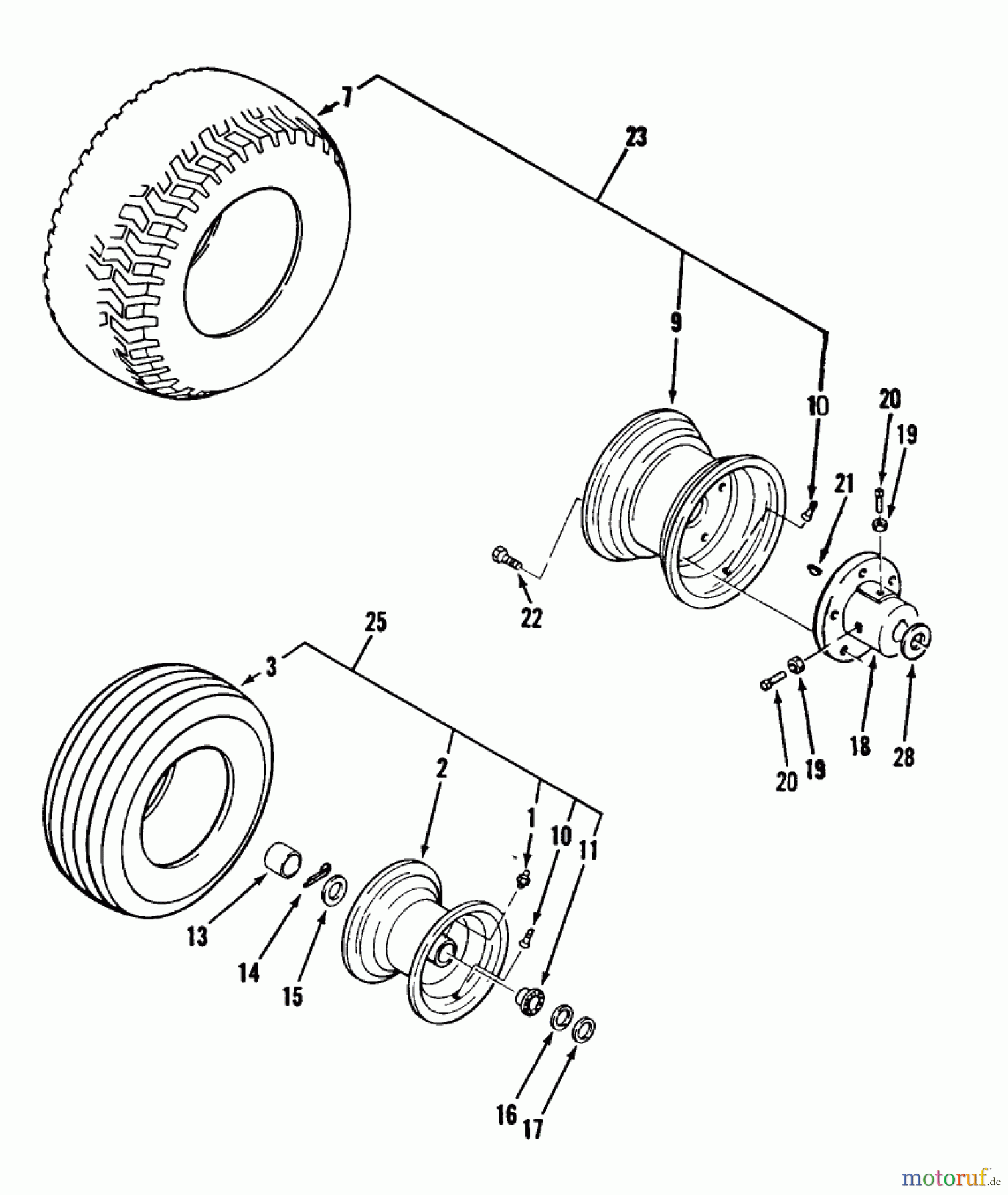 Toro Neu Mowers, Lawn & Garden Tractor Seite 2 R1-18OE02 (518-H) - Toro 518-H Garden Tractor, 1990 WHEELS AND TIRES