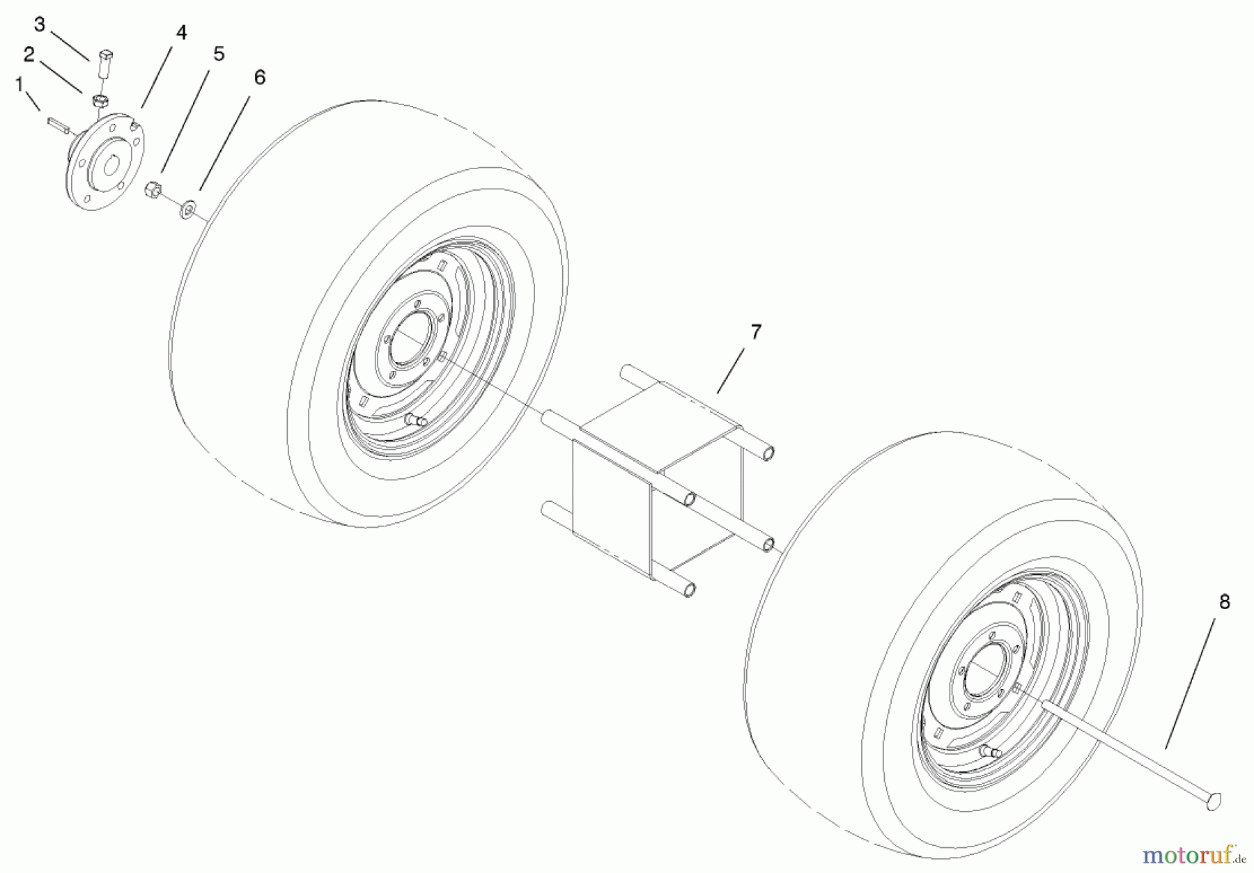 Toro Neu Accessories, Mower 94-2050 - Toro Dual Wheel Adapter Kit, 5xi Garden Tractors WHEEL & HUB ASSEMBLY