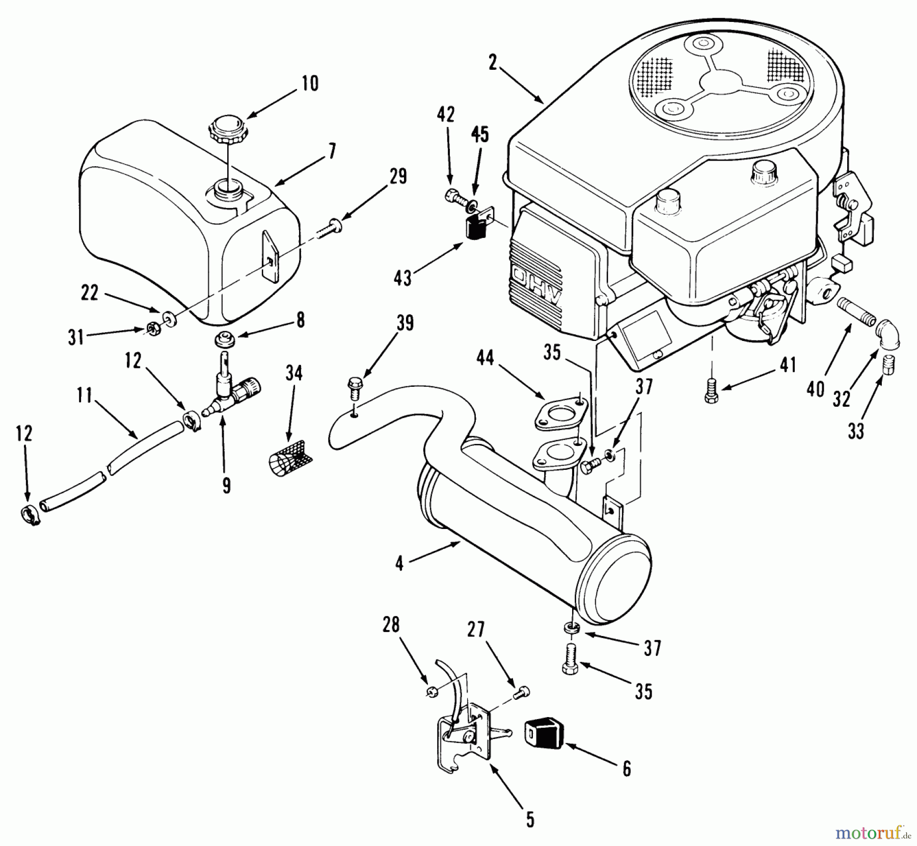 Toro Neu Mowers, Lawn & Garden Tractor Seite 2 R2-12OE01 (212-H) - Toro 212-H Tractor, 1991 (1000001-1999999) ENGINE FUEL & EXHAUST ASSEMBLY