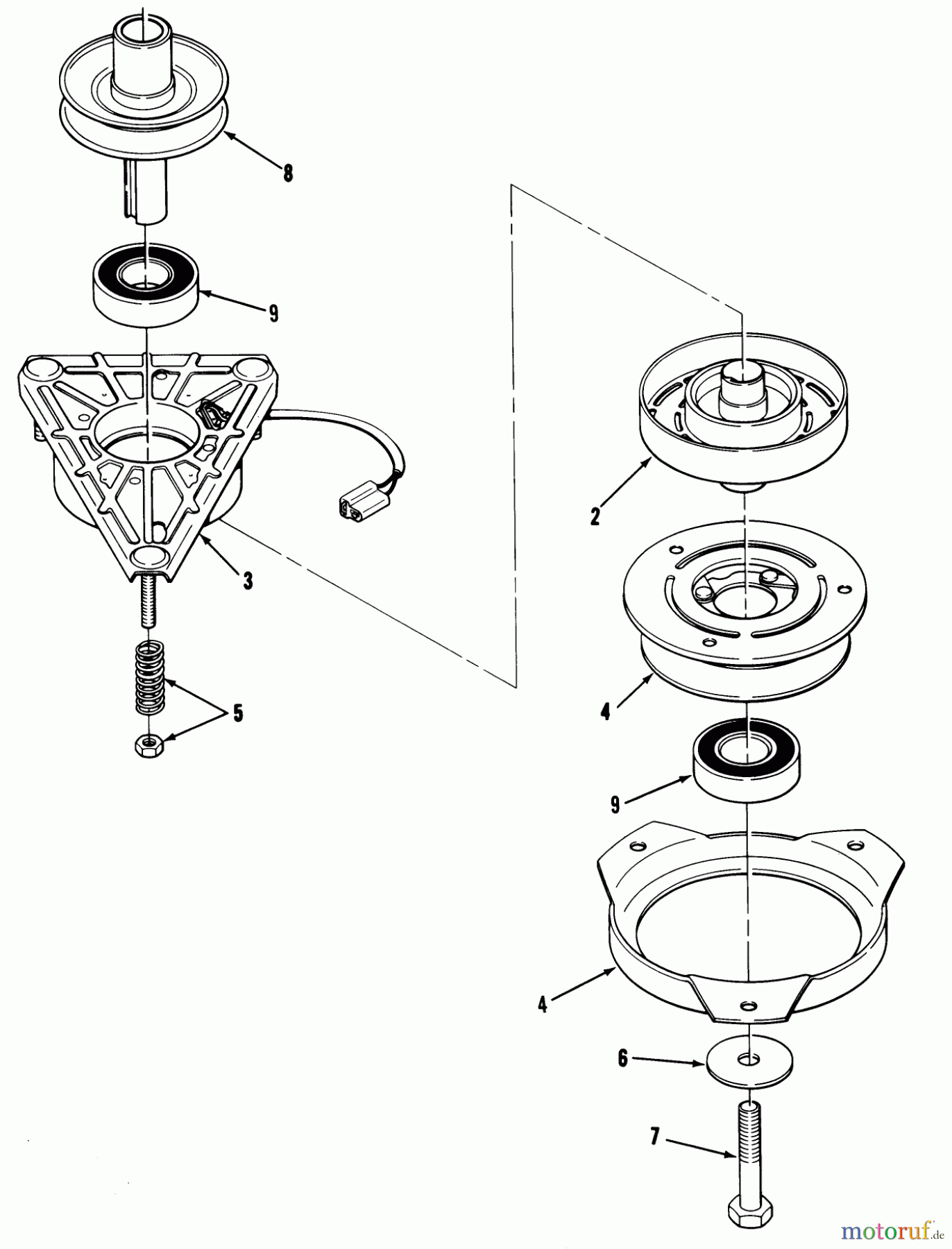 Toro Neu Mowers, Lawn & Garden Tractor Seite 2 R2-12O501 (212-5) - Toro 212-5 Tractor, 1991 (1000001-1999999) ENGINE PULLEY & PTO CLUTCH ASSEMBLY