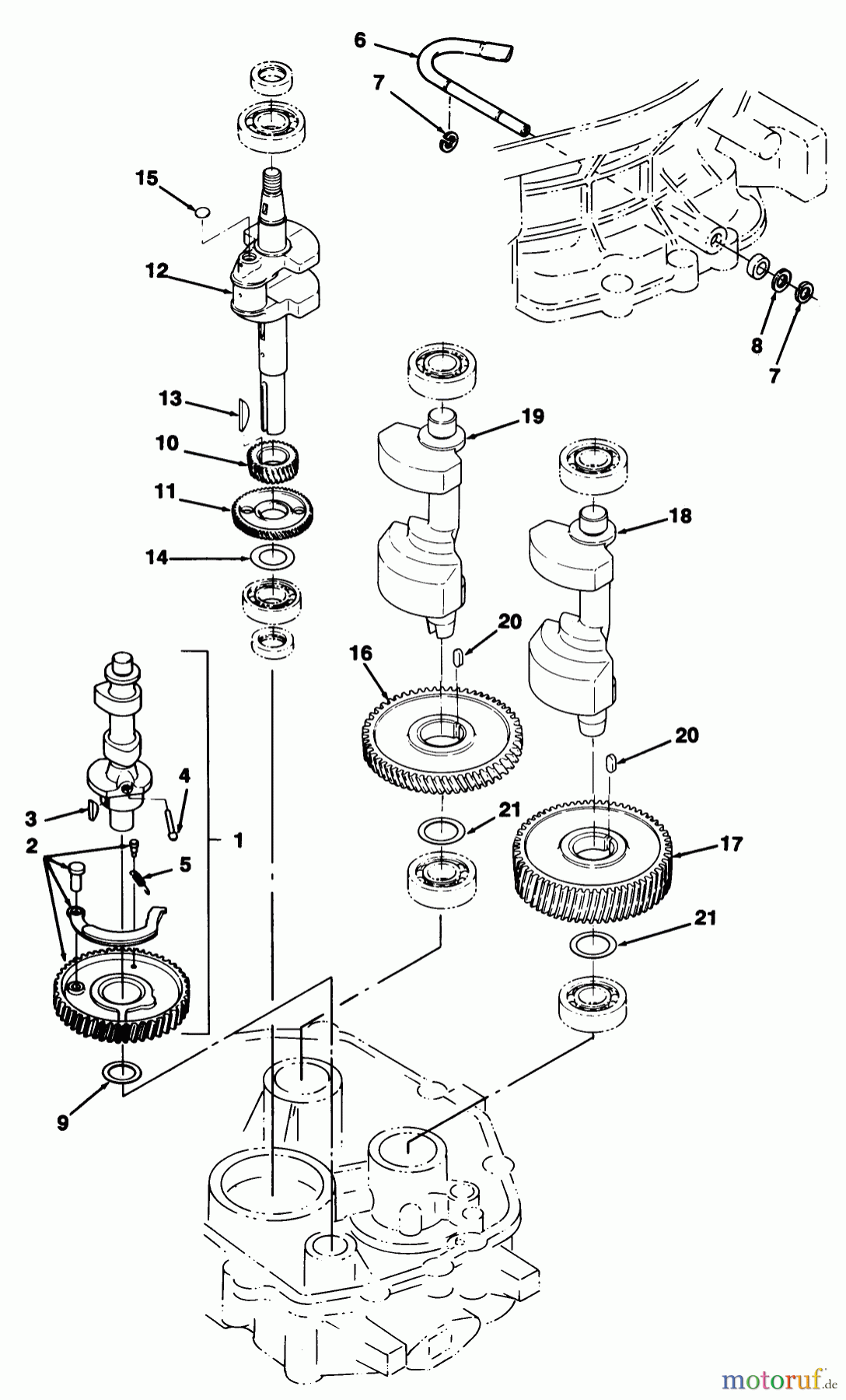 Toro Neu Mowers, Lawn & Garden Tractor Seite 2 R2-12OE02 (212-H) - Toro 212-H Tractor, 1992 (2000001-2999999) 12HP ENGINE CRANKSHAFT & CAMSHAFT ASSEMBLY