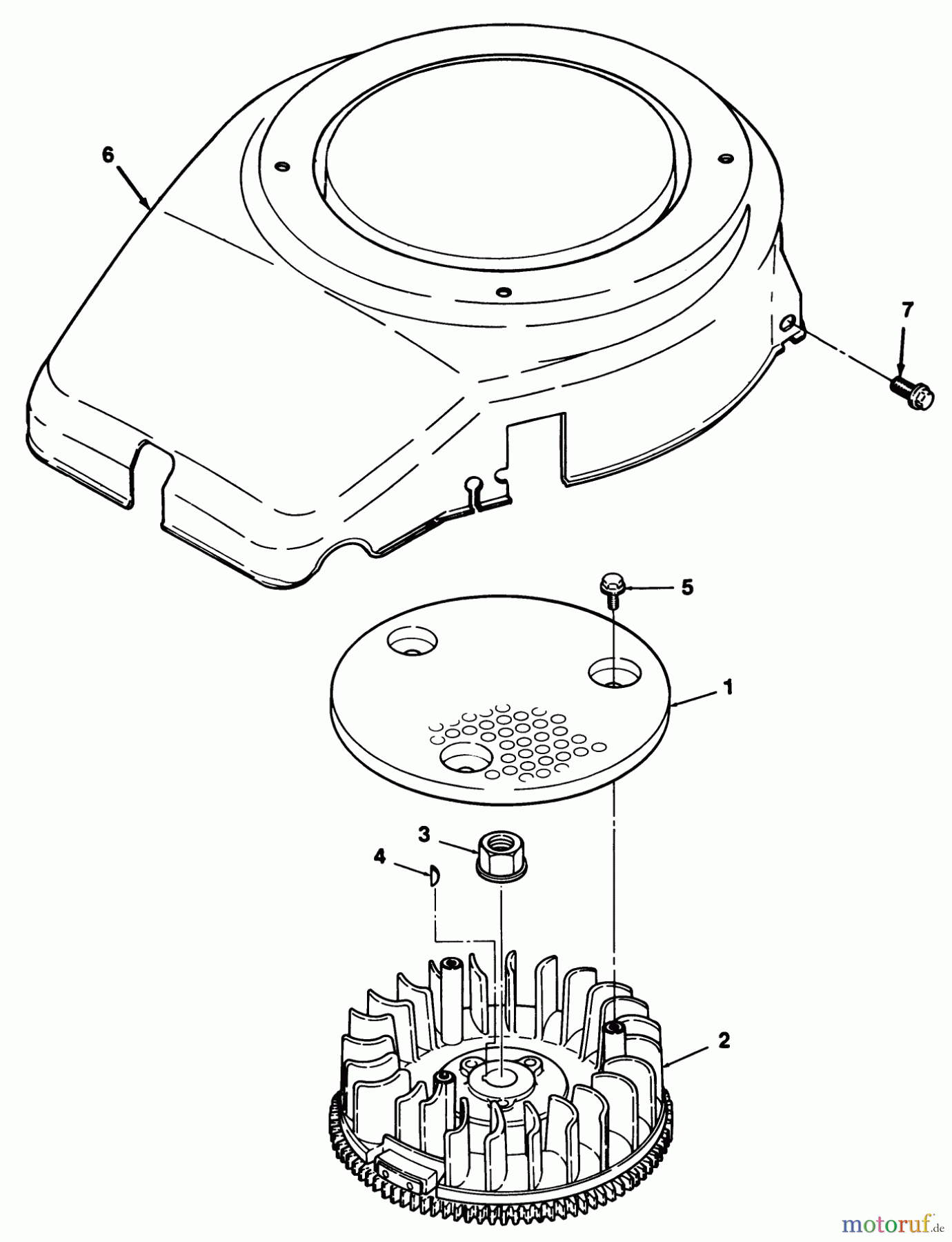 Toro Neu Mowers, Lawn & Garden Tractor Seite 2 R2-12OE02 (212-H) - Toro 212-H Tractor, 1992 (2000001-2999999) 12HP ENGINE FLYWHEEL & COVER ASSEMBLY