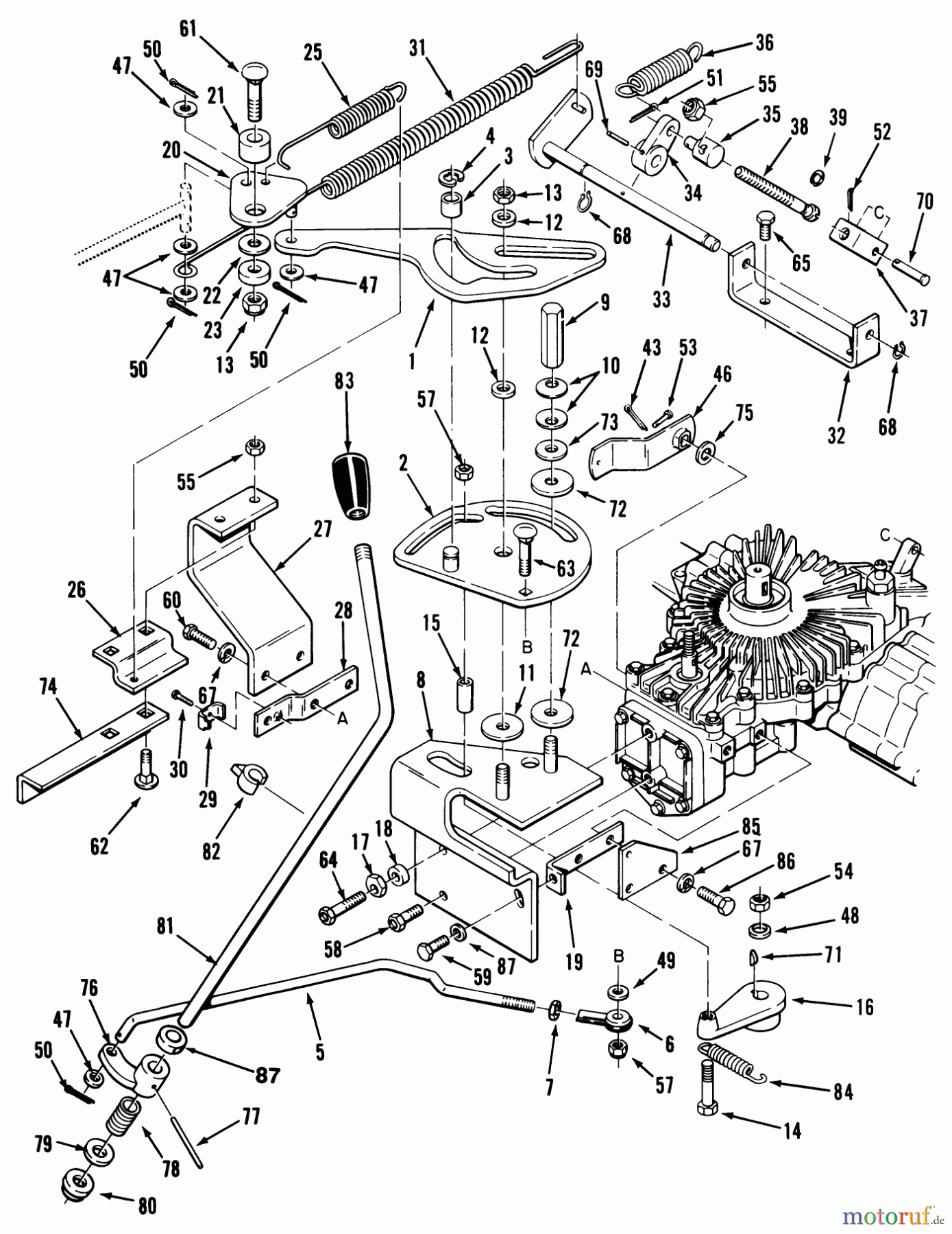 Toro Neu Mowers, Lawn & Garden Tractor Seite 2 R2-12OE02 (212-H) - Toro 212-H Tractor, 1992 (2000001-2999999) TRANSMISSION LINKAGE ASSEMBLY (212-H)