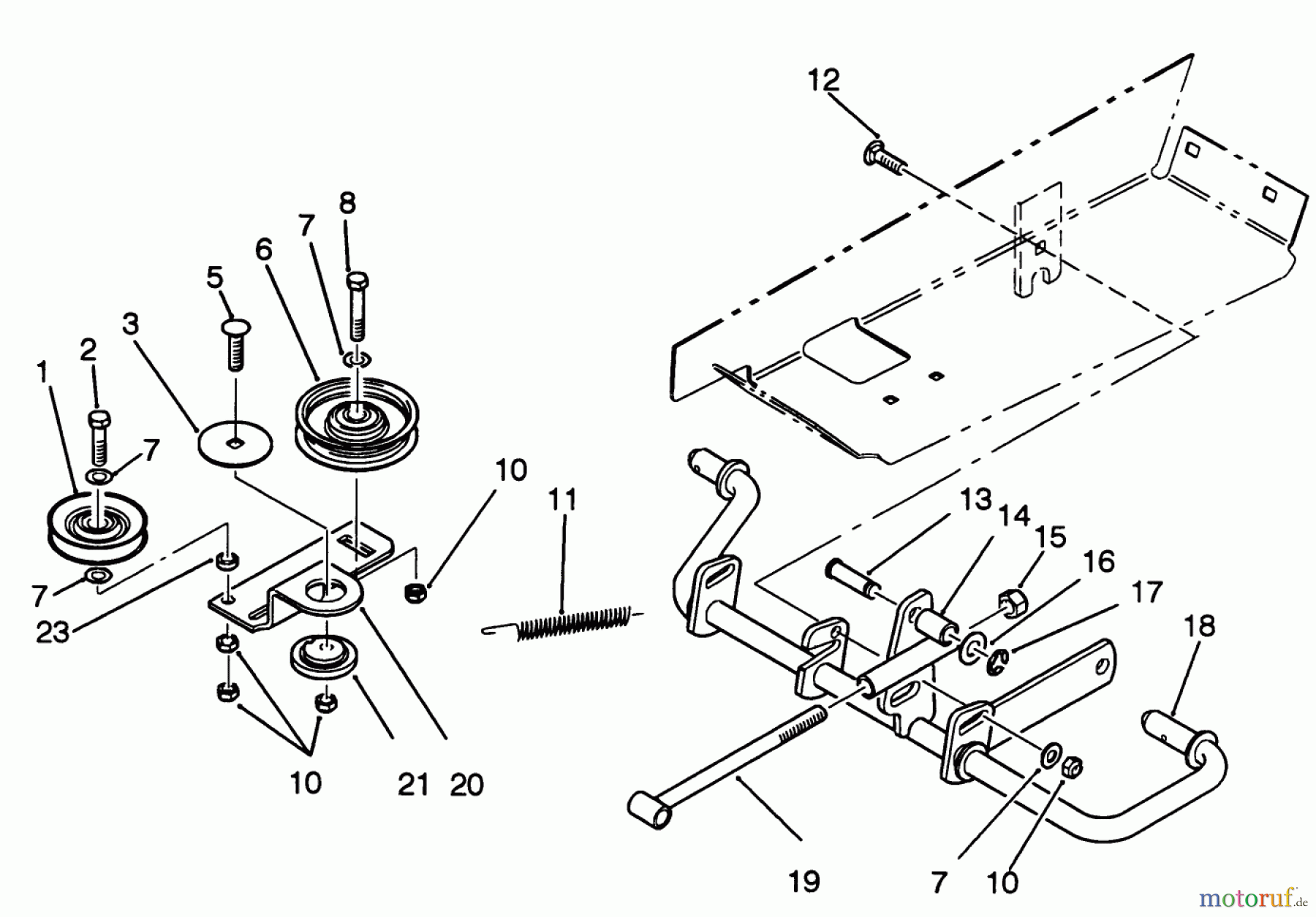 Toro Neu Mowers, Lawn & Garden Tractor Seite 2 R2-16BE01 (246-H) - Toro 246-H Yard Tractor, 1992 (2000001-2999999) IDLER AND PEDAL SHAFT ASSEMBLY