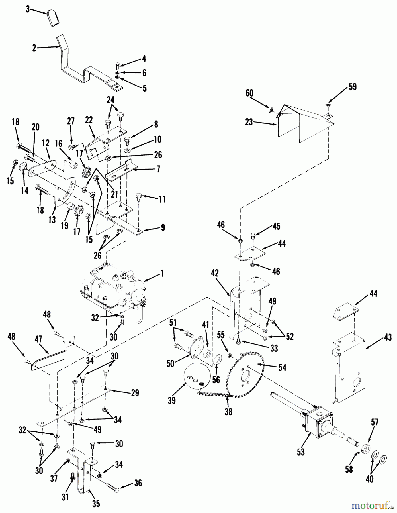 Toro Neu Mowers, Rear-Engine Rider 03-05BP02 (A-51) - Toro A-51 5-Speed Rear Engine Rider, 1981 TRANSMISSION, DIFFERENTIAL AND DRIVE SYSTEM