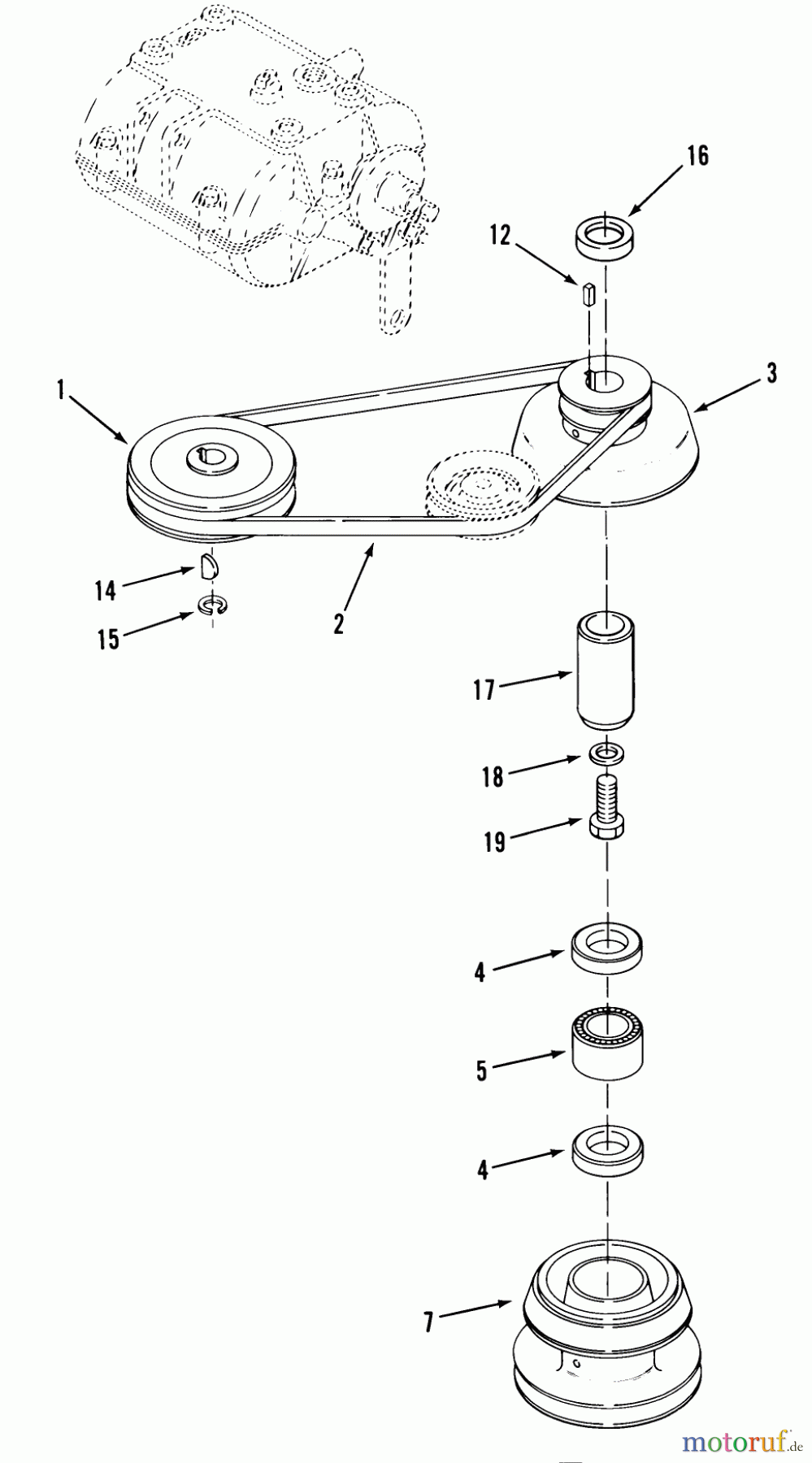 Toro Neu Mowers, Rear-Engine Rider 23-08BX01 (A-81) - Toro A-81 5-Speed Rear Engine Rider, 1983 DRIVE BELT AND PULLEYS