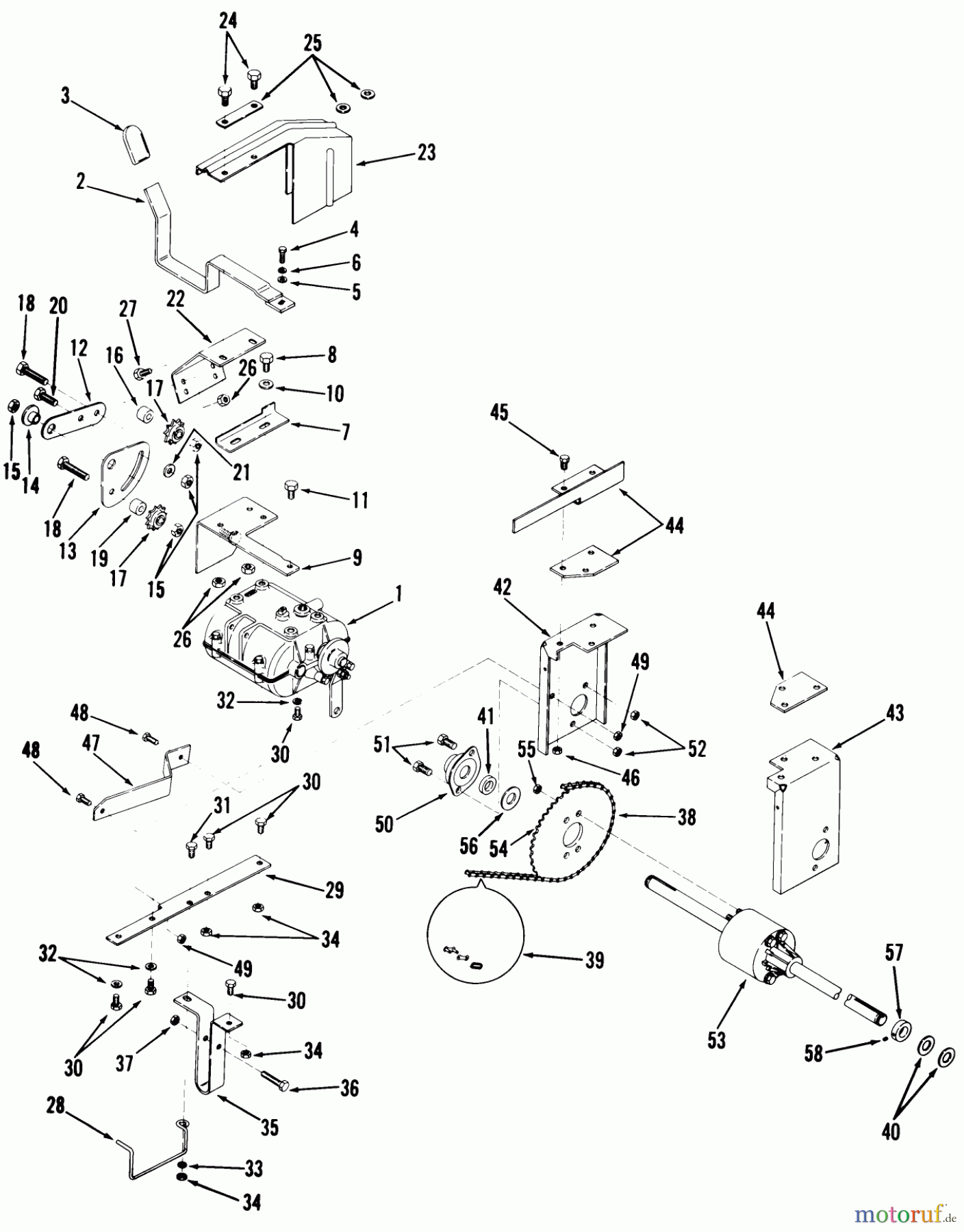 Toro Neu Mowers, Rear-Engine Rider 93-08BP01 (A-81E) - Toro A-81(E) 5-Speed Rear Engine Rider, 1979 TRANSMISSION, DIFFERENTIAL AND DRIVE SYSTEM