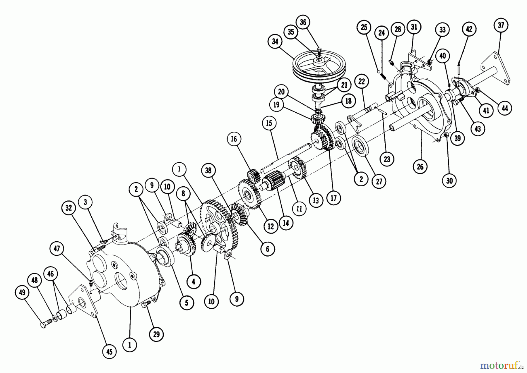 Toro Neu Mowers, Rear-Engine Rider 2-1651 (R-26) - Toro R-26 Rear Engine Rider, 1970 5056 TRANSMISSION