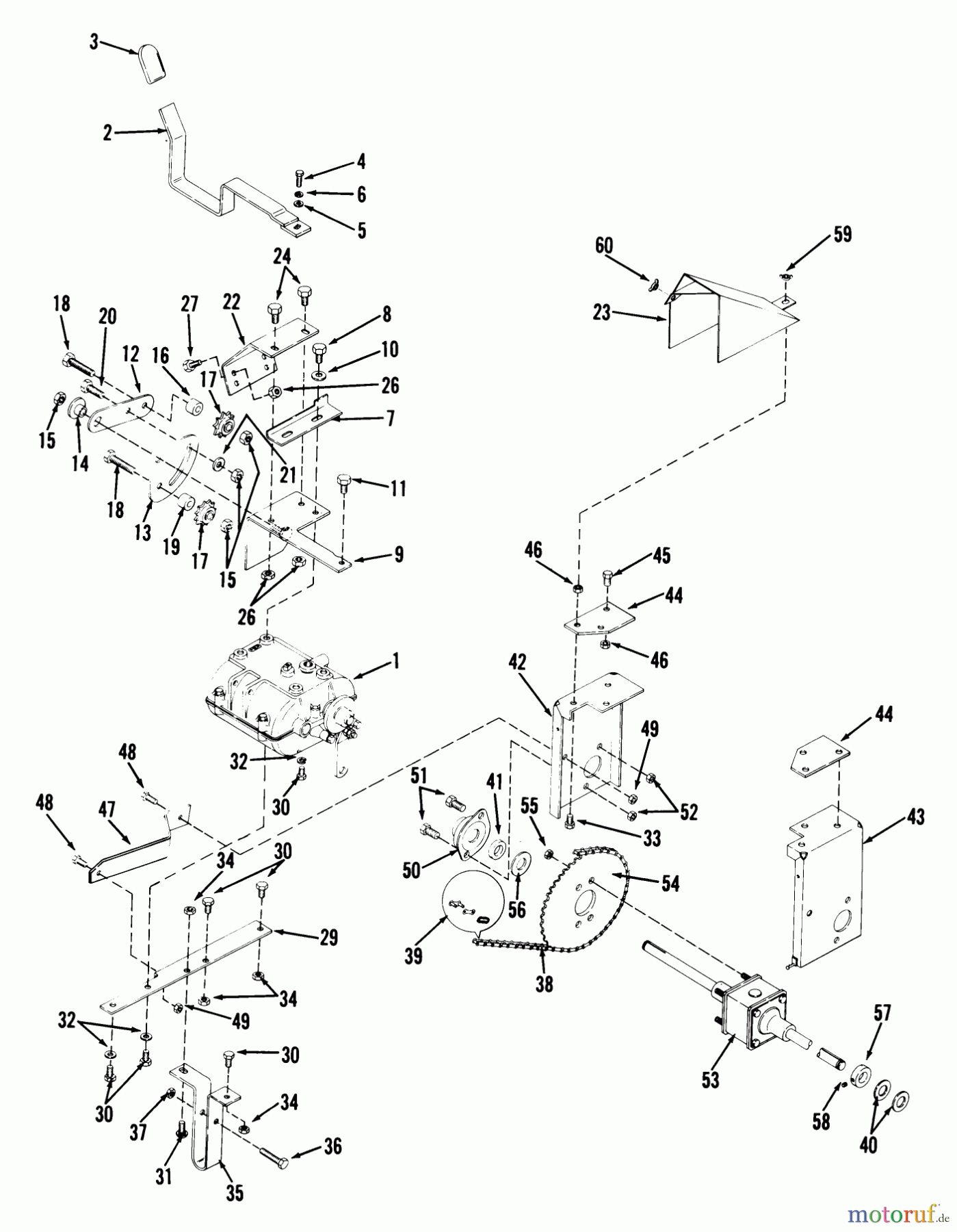 Toro Neu Mowers, Rear-Engine Rider 23-11BX01 (A-111) - Toro A-111 5-Speed Rear Engine Rider, 1982 TRANSMISSION, DIFFERENTIAL AND DRIVE SYSTEM
