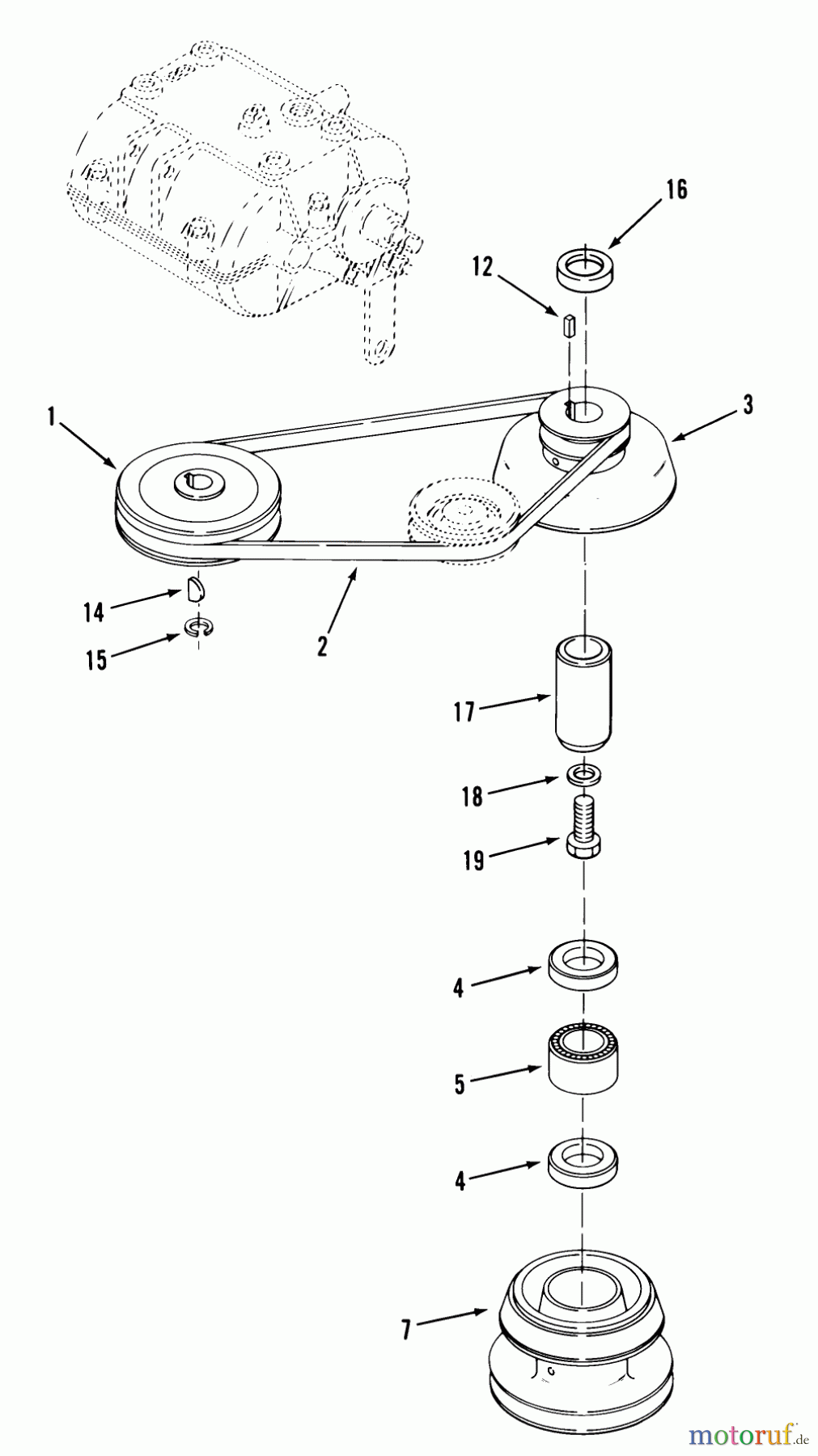 Toro Neu Mowers, Rear-Engine Rider 23-08BP03 (A-81) - Toro A-81 5-Speed Rear Engine Rider, 1984 DRIVE BELT AND PULLEYS