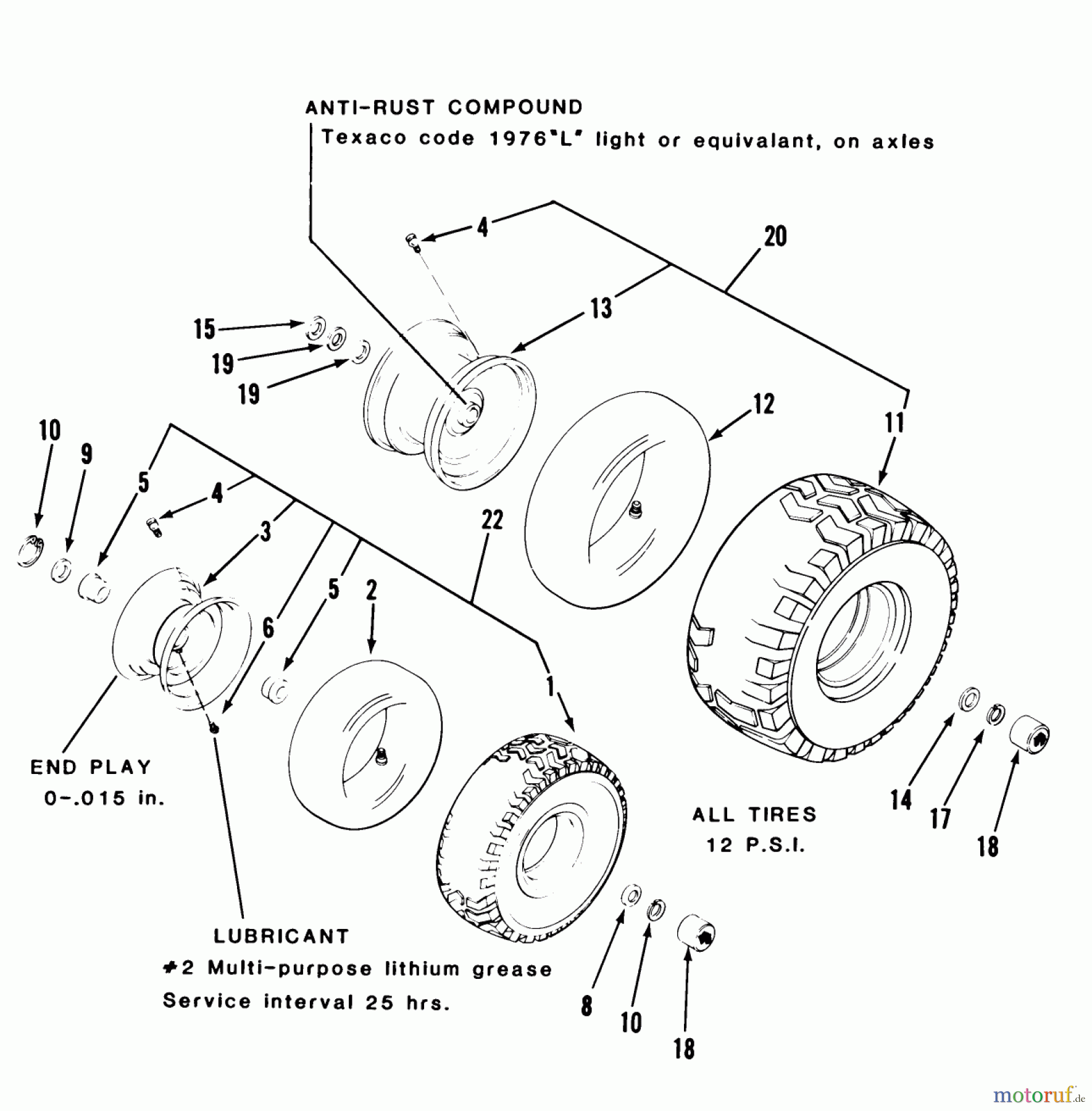 Toro Neu Mowers, Rear-Engine Rider 23-11BP03 (A-111) - Toro A-111 5-Speed Rear Engine Rider, 1984 WHEELS AND TIRES