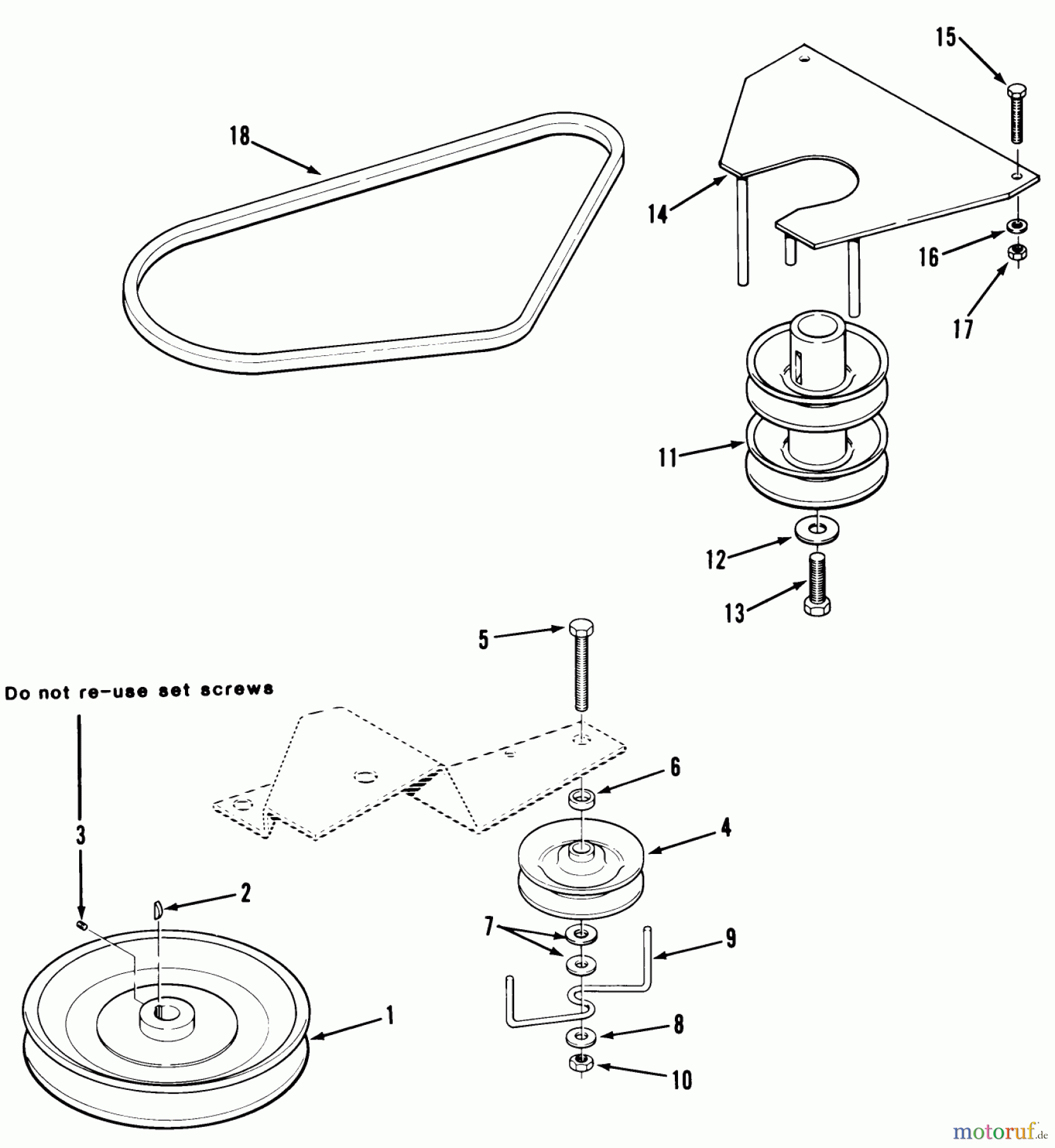 Toro Neu Mowers, Rear-Engine Rider 33-11B501 (111-5) - Toro 111-5 Rear Engine Rider, 1985 DRIVE BELT AND PULLEYS