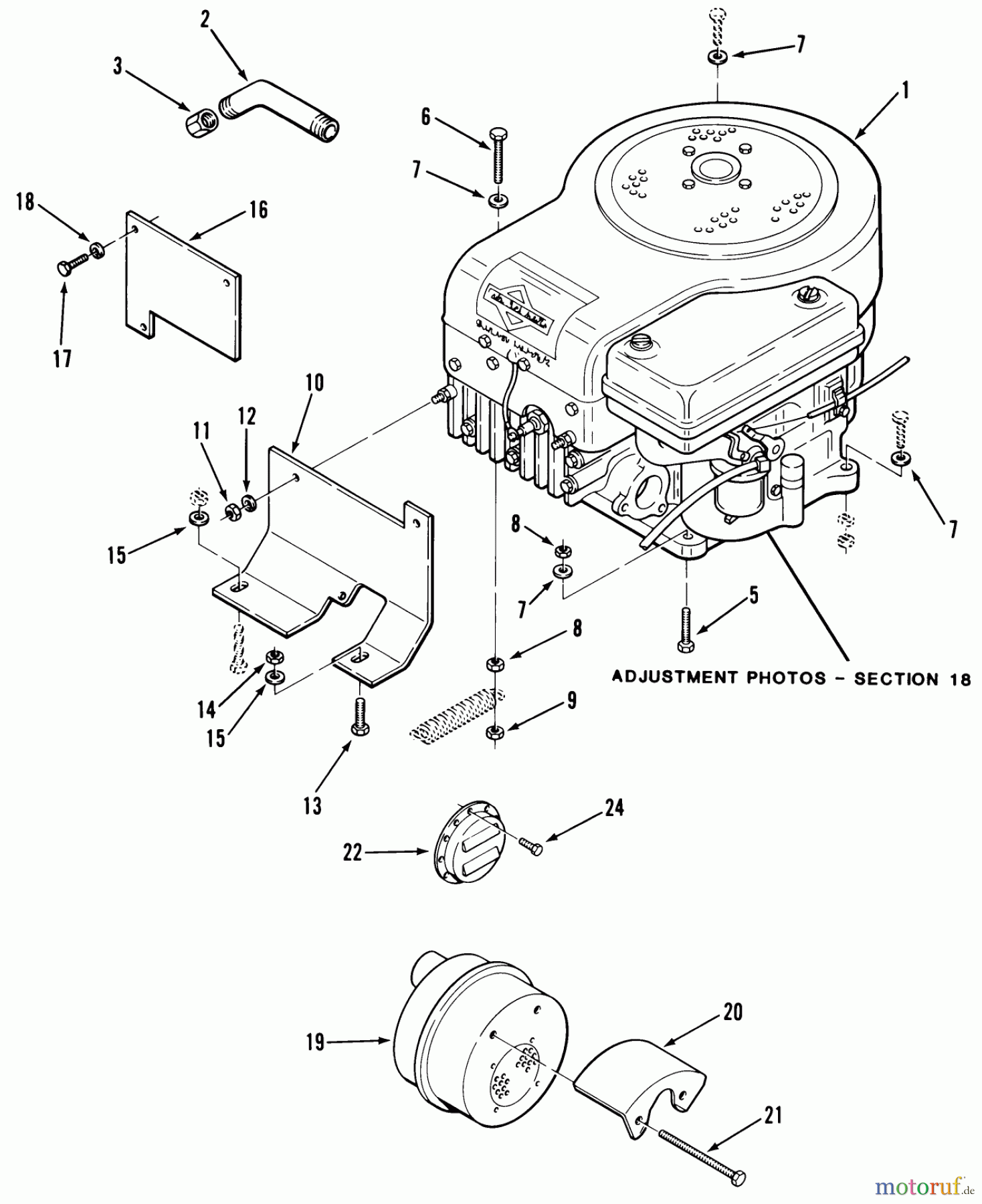 Toro Neu Mowers, Rear-Engine Rider 33-08X301 (108-R) - Toro 108-R Rear Engine Rider, 1985 ENGINES