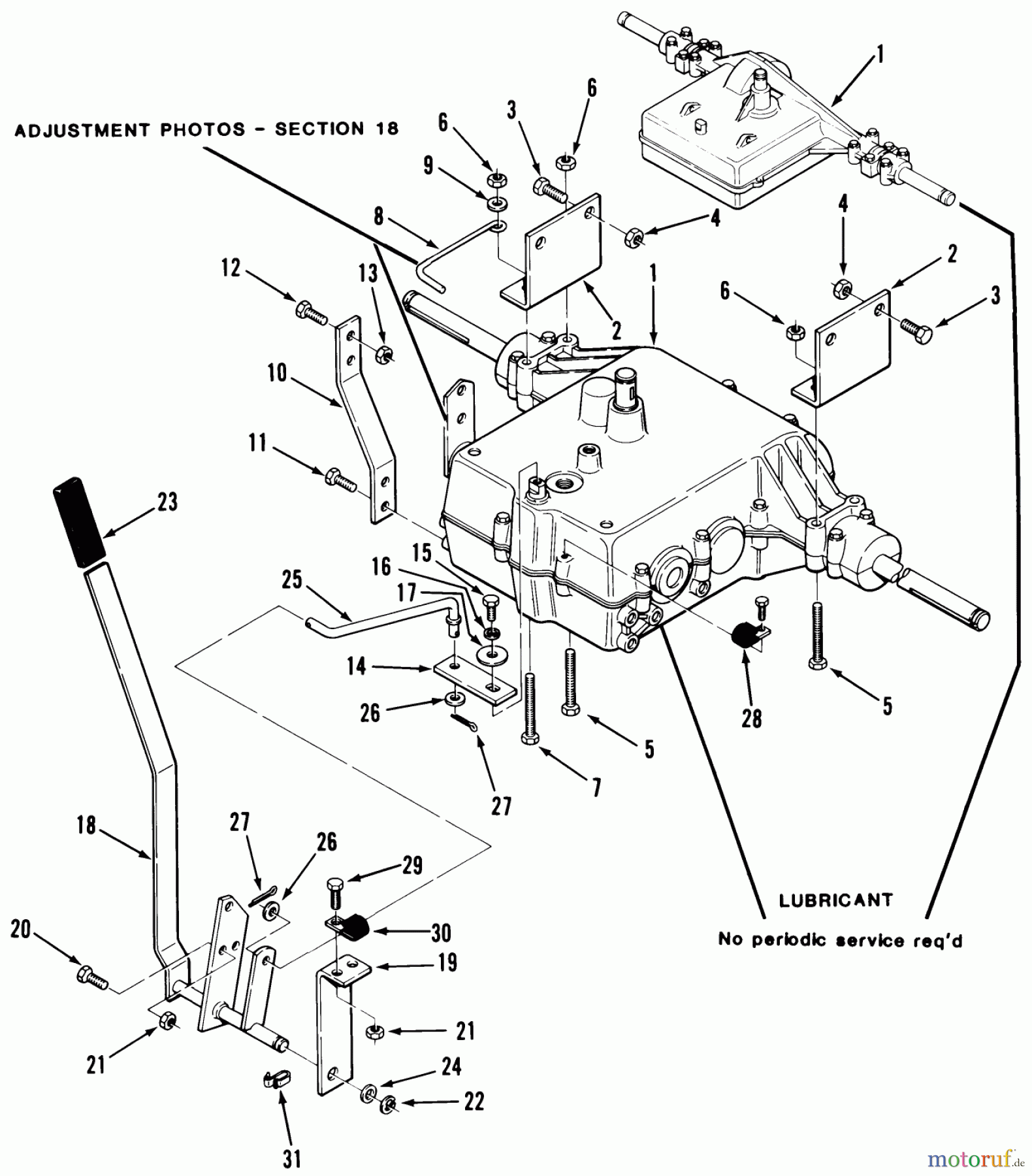 Toro Neu Mowers, Rear-Engine Rider 33-08B502 (108-5) - Toro 108-5 Rear Engine Rider, 1986 MECHANICAL TRANSMISSION