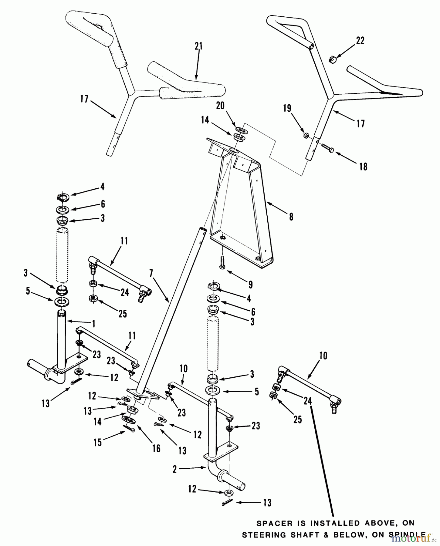  Toro Neu Mowers, Rear-Engine Rider C3-12K502 (112-C) - Toro 112-C Rear Engine Rider, 1988 FRONT AXLE AND STEERING