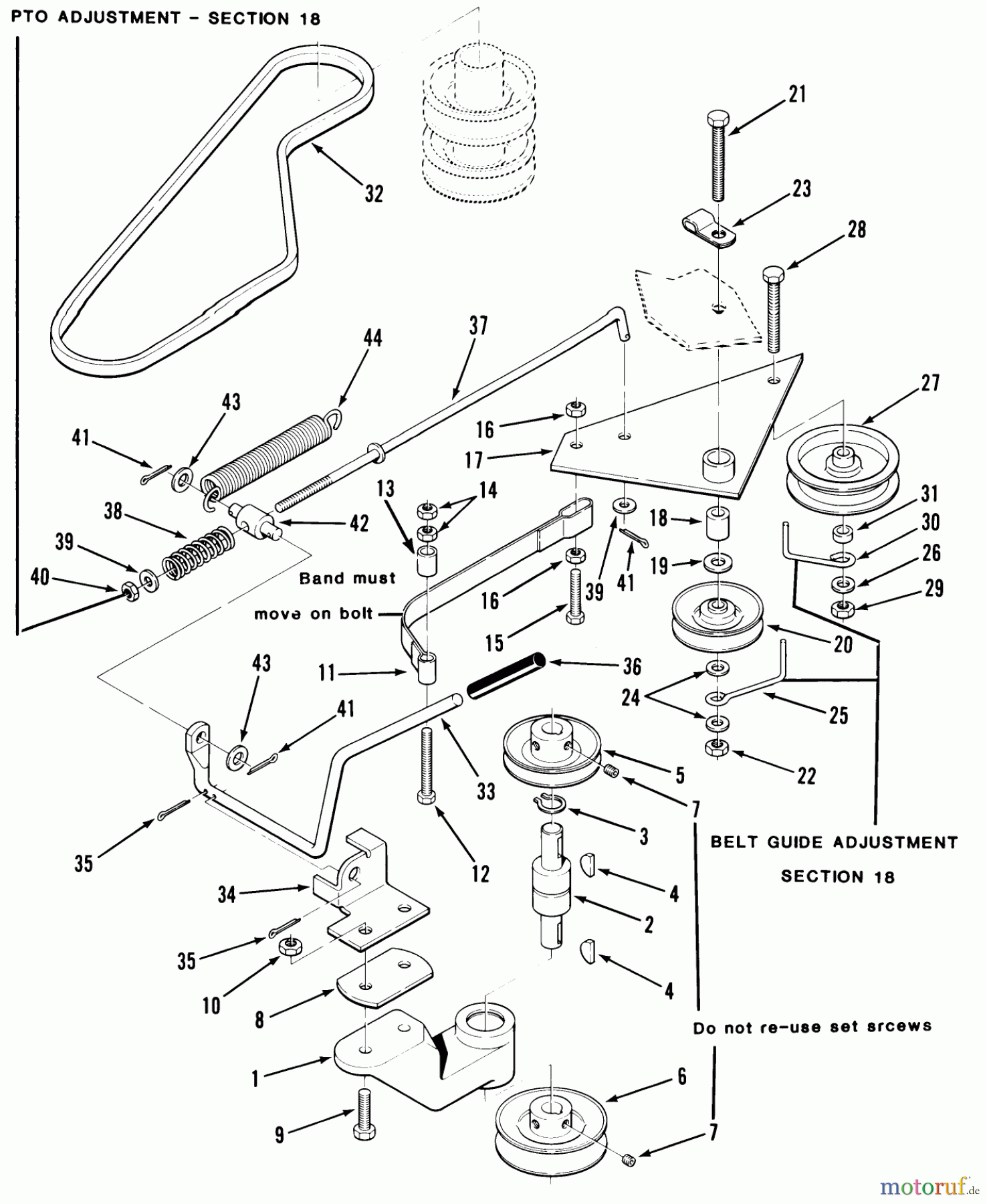 Toro Neu Mowers, Rear-Engine Rider 33-08BP01 (A-85) - Toro A-85 5-Speed Rear Engine Rider, 1985 PTO CLUTCH, PULLEYS, AND CONTROLS