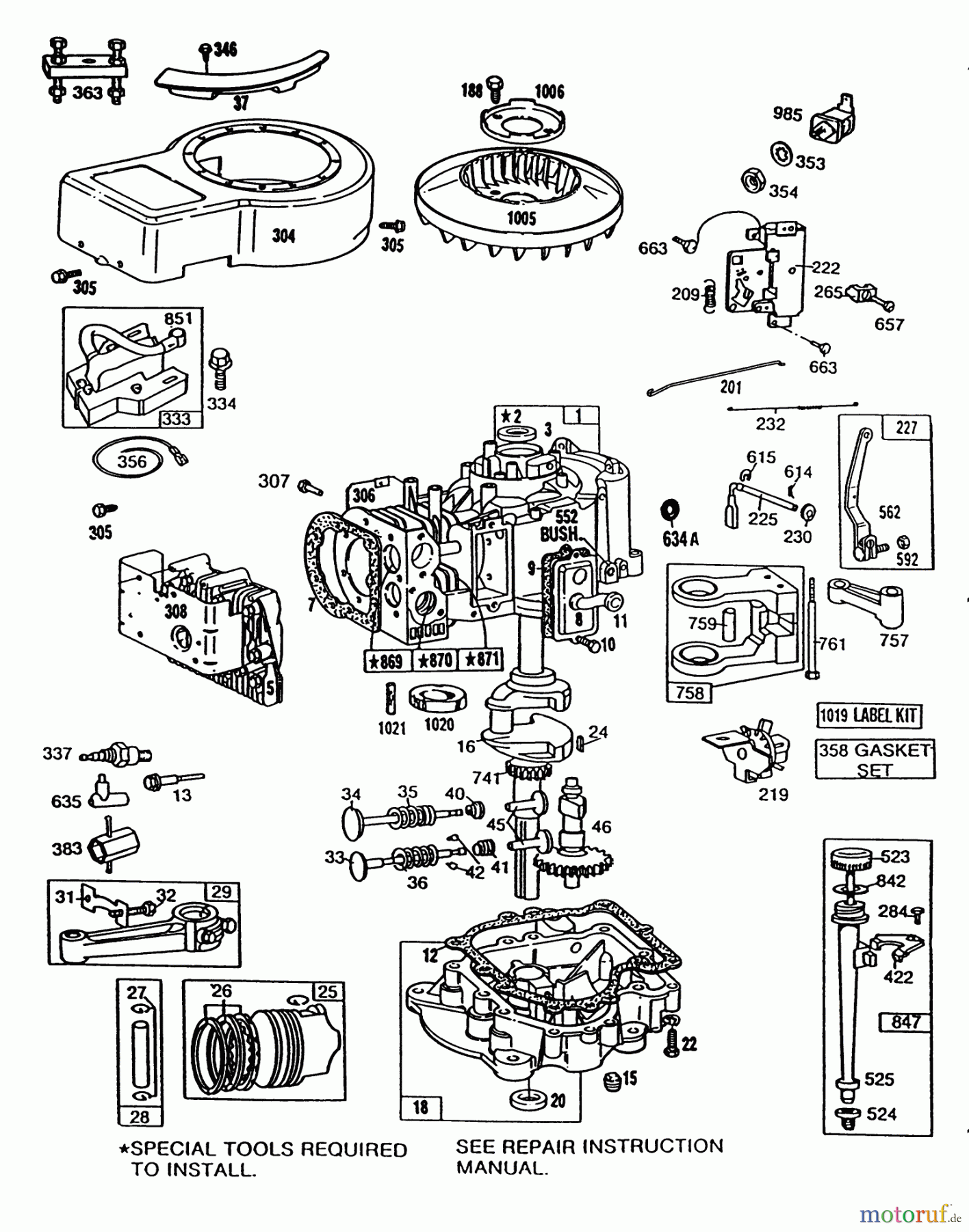 Toro Neu Mowers, Rear-Engine Rider 55600 - Toro HMR-1200, 1989 (9000001-9999999) ENGINE BRIGGS & STRATTON MODEL 281707-0192-01 #2