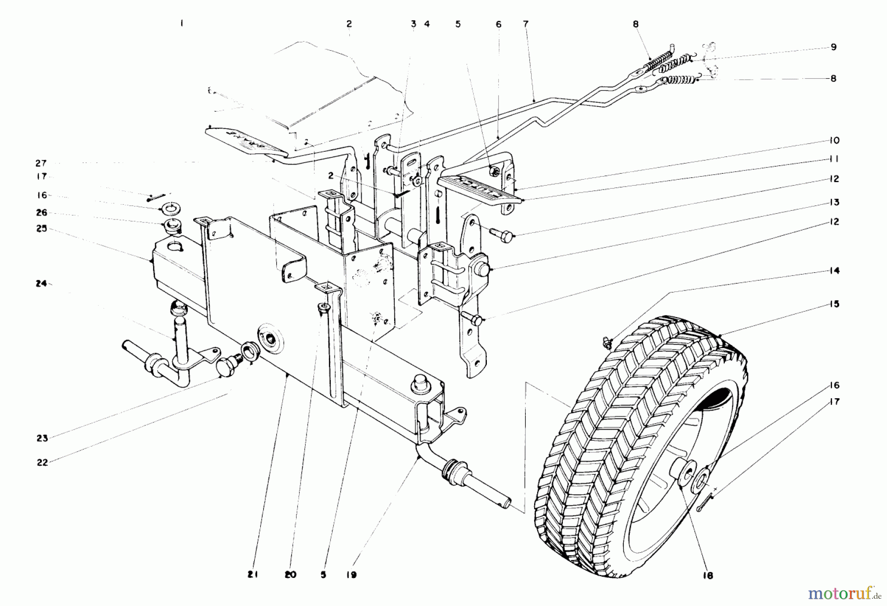 Toro Neu Mowers, Rear-Engine Rider 56000 (526) - Toro 526 Sportsman Rider, 1975 (5000001-5999999) FRONT AXLE ASSEMBLY