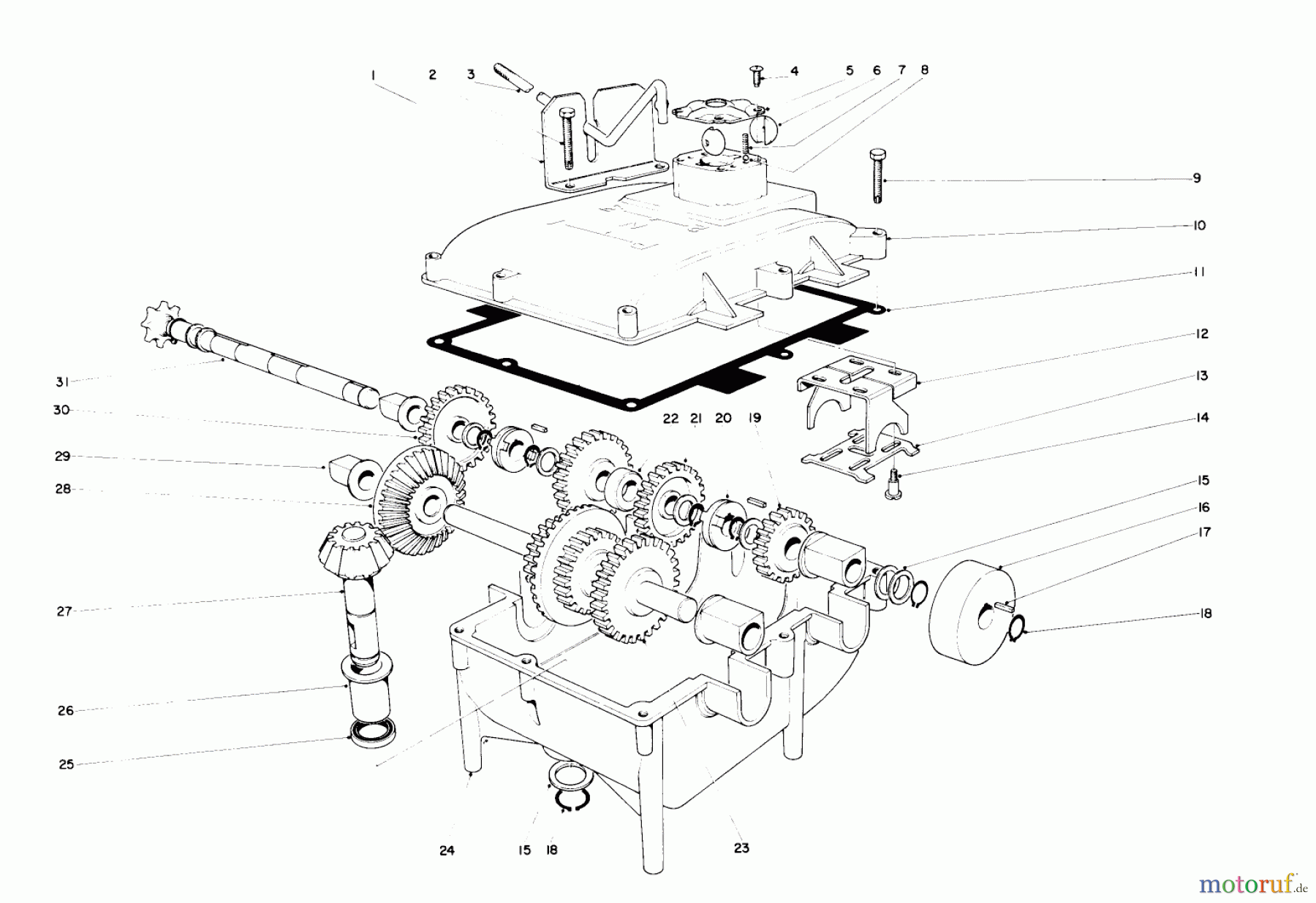 Toro Neu Mowers, Rear-Engine Rider 56000 (526) - Toro 526 Sportsman Rider, 1975 (5000001-5999999) TRANSMISSION ASSEMBLY