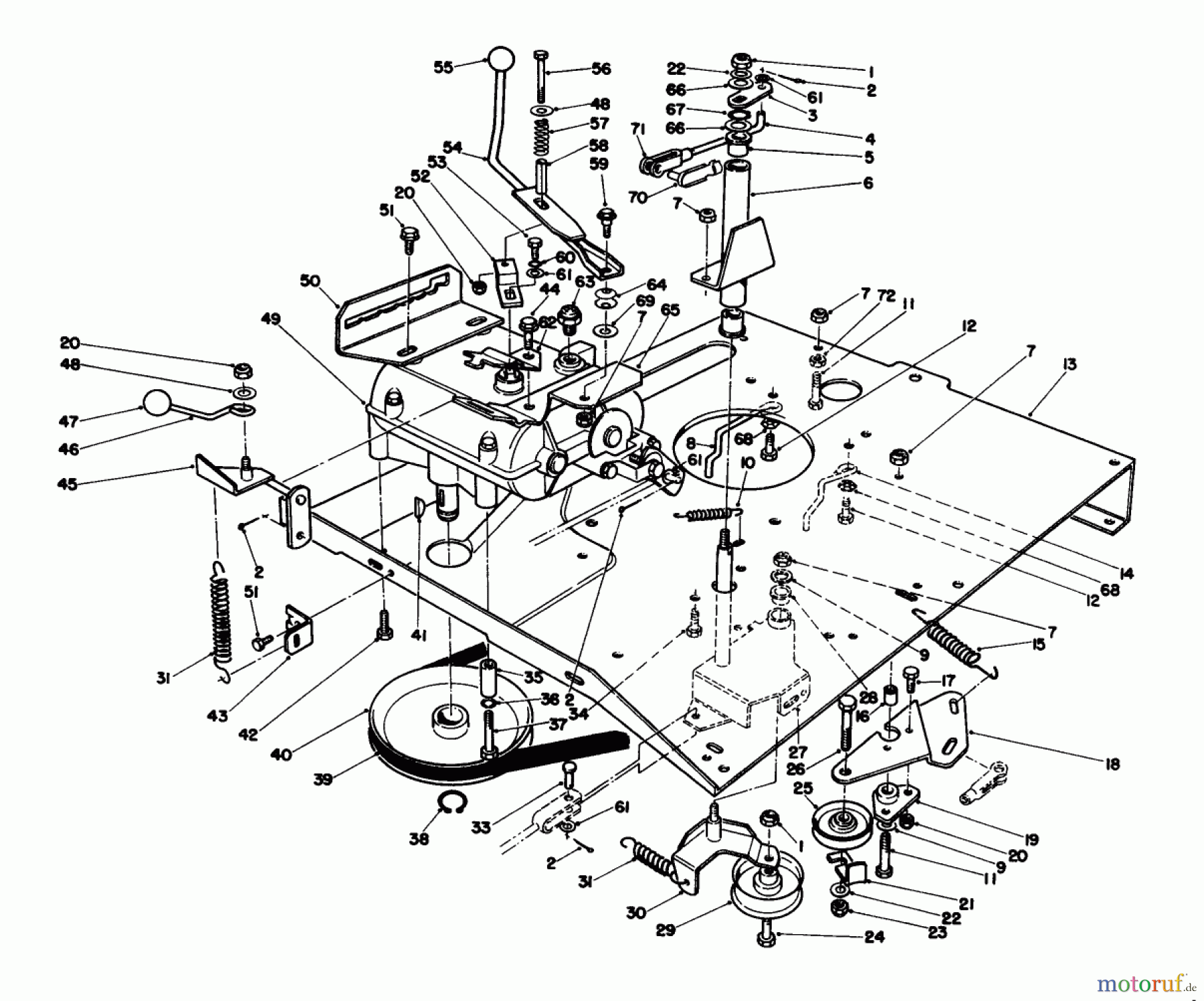 Toro Neu Mowers, Rear-Engine Rider 56127 (7-25) - Toro 7-25 Rear Engine Rider, 1989 (9000001-9999999) TRANSMISSION & LINKAGE ASSEMBLY