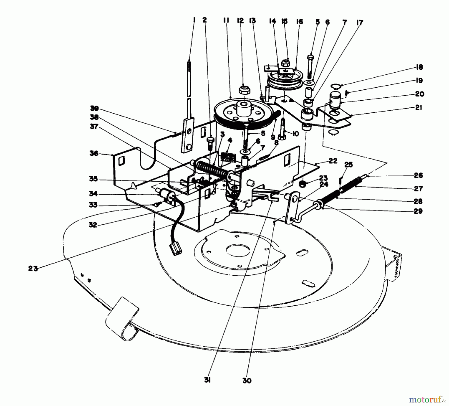 Toro Neu Mowers, Rear-Engine Rider 56125 (7-25) - Toro 7-25 Rear Engine Rider, 1985 (5000001-5999999) BLADE DRIVE ASSEMBLY