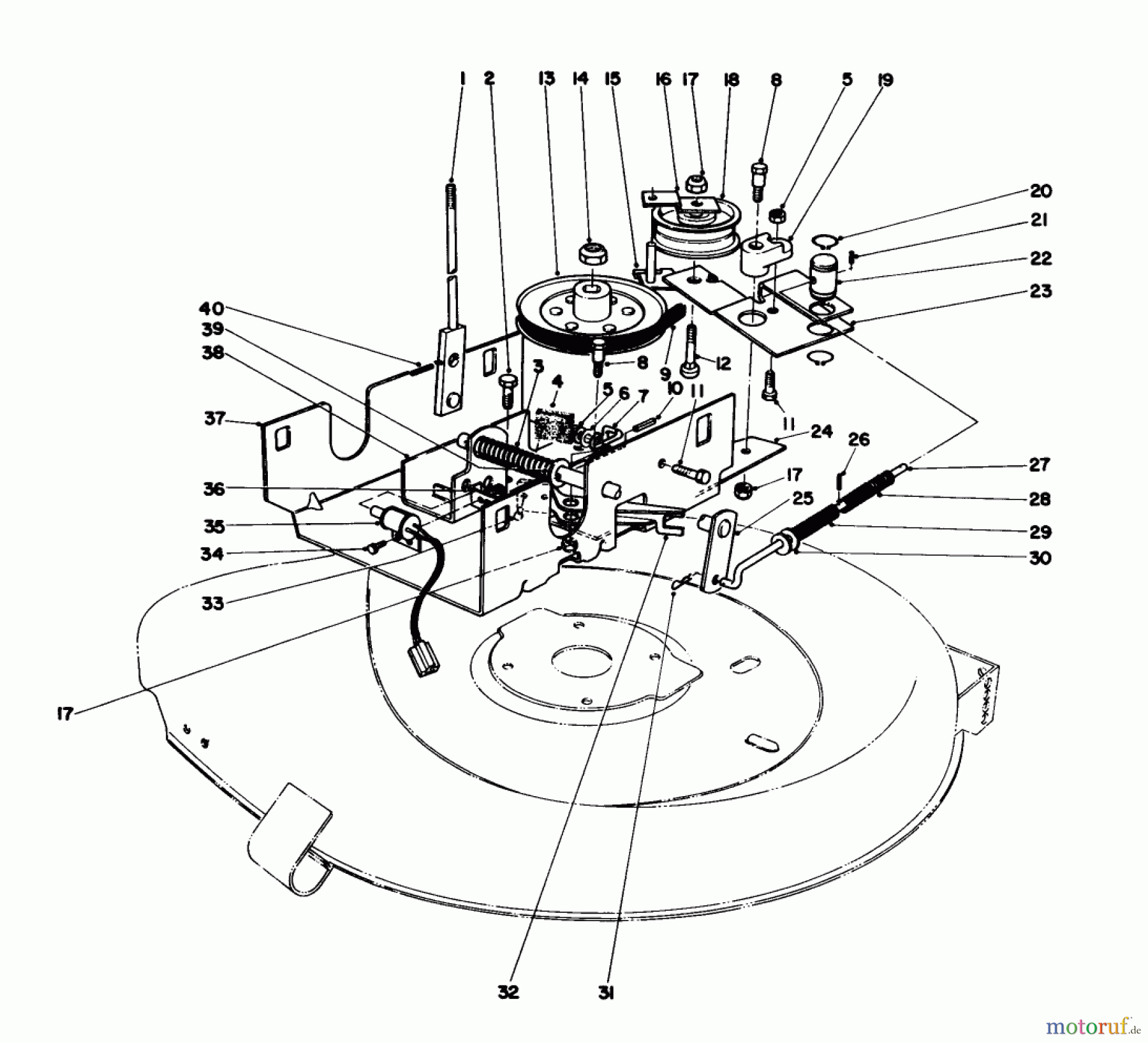  Toro Neu Mowers, Rear-Engine Rider 56125 (7-25) - Toro 7-25 Rear Engine Rider, 1986 (6000001-6999999) BLADE DRIVE ASSEMBLY