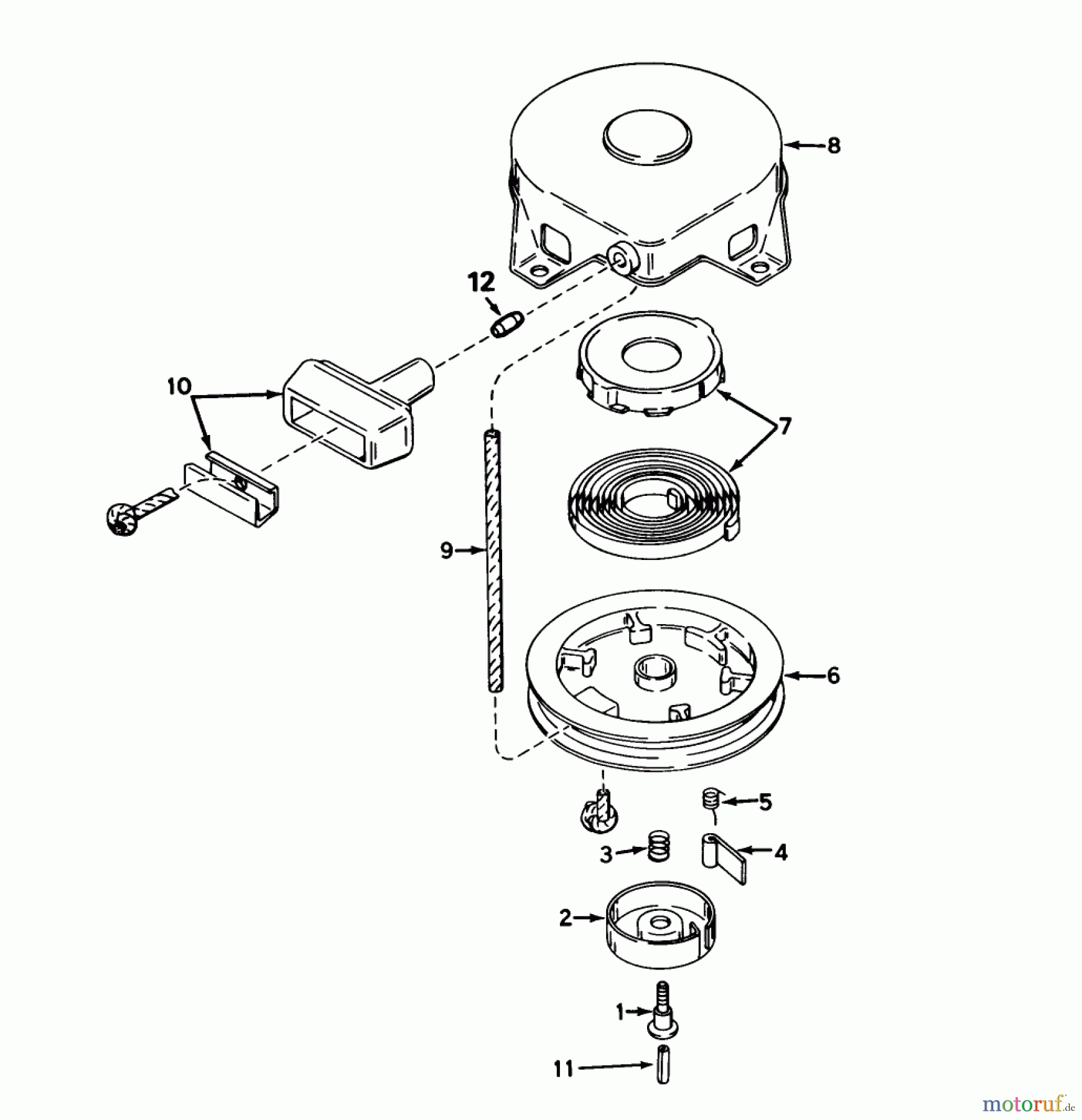  Toro Neu Mowers, Rear-Engine Rider 56125 (7-25) - Toro 7-25 Rear Engine Rider, 1986 (6000001-6999999) REWIND STARTER NO. 590420A