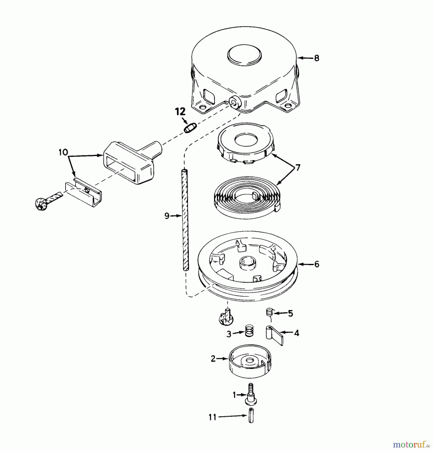  Toro Neu Mowers, Rear-Engine Rider 56125 (7-25) - Toro 7-25 Rear Engine Rider, 1987 (7000001-7999999) REWIND STARTER NO. 590420A
