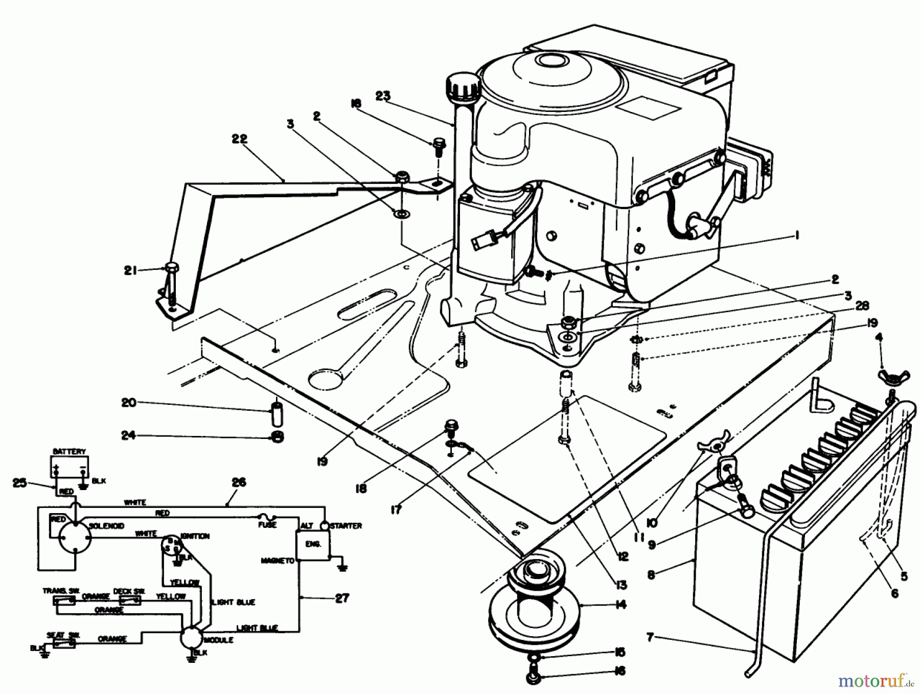 Toro Neu Mowers, Rear-Engine Rider 56128 (8-25) - Toro 8-25 Rear Engine Rider, 1989 (9000001-9999999) ENGINE ASSEMBLY