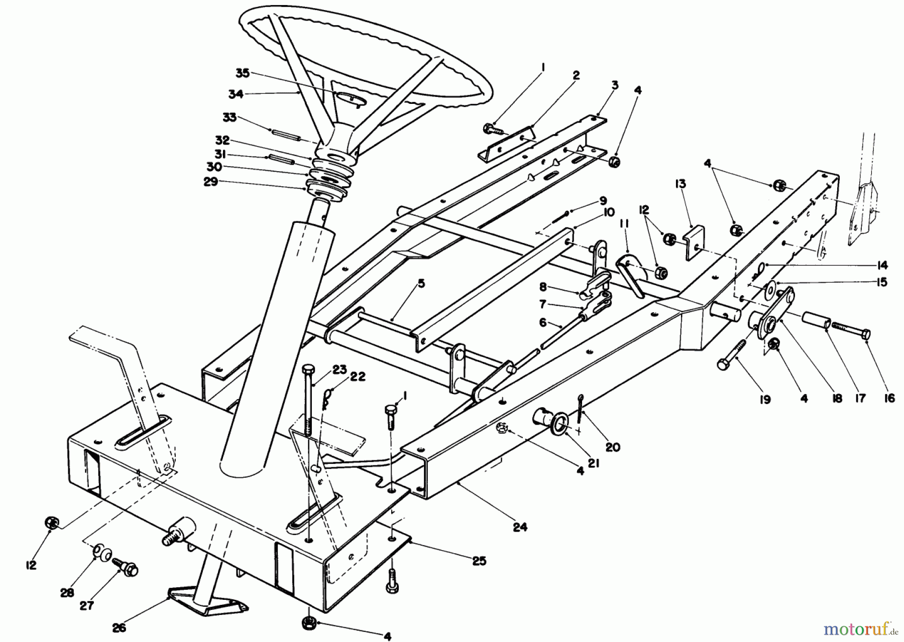 Toro Neu Mowers, Rear-Engine Rider 56128 (8-25) - Toro 8-25 Rear Engine Rider, 1989 (9000001-9999999) FRAME ASSEMBLY