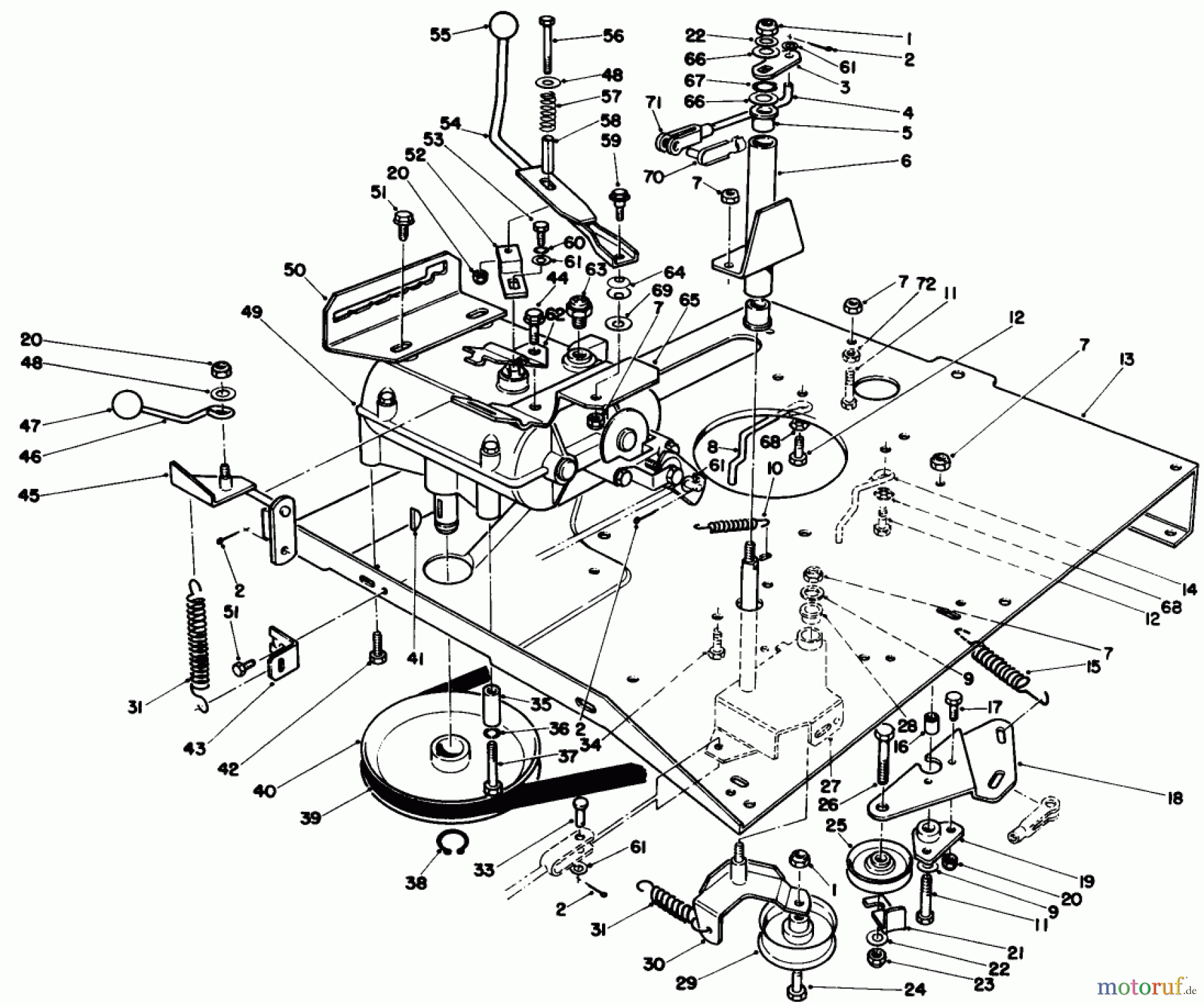 Toro Neu Mowers, Rear-Engine Rider 56128 (8-25) - Toro 8-25 Rear Engine Rider, 1990 (0000001-0999999) TRANSMISSION & LINKAGE ASSEMBLY