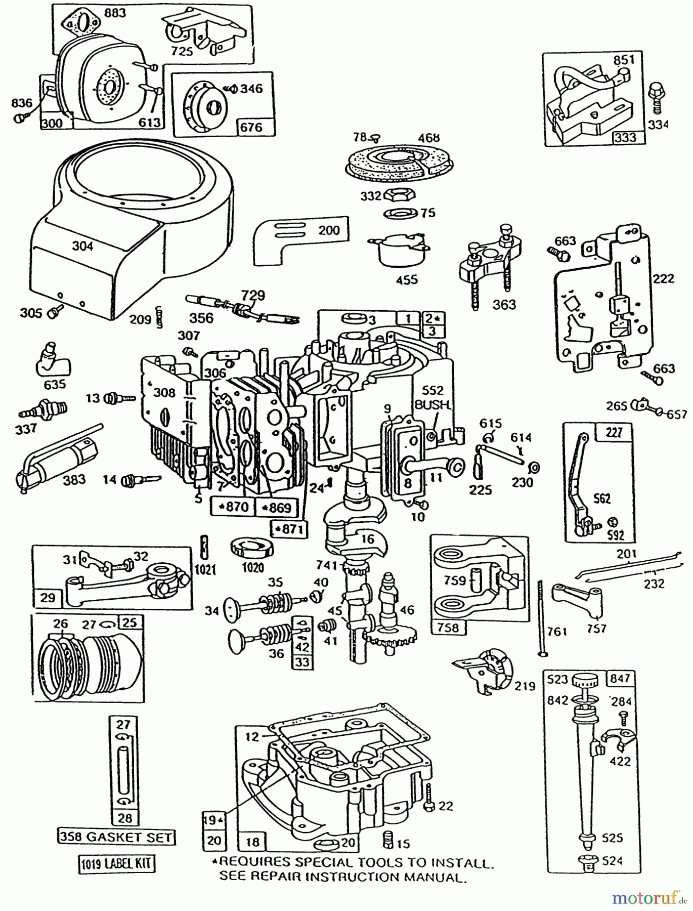Toro Neu Mowers, Rear-Engine Rider 56133 (8-25) - Toro 8-25 Rear Engine Rider, 1991 (1000001-1999999) BRIGGS & STRATTON MODEL NO. 191707-6021-01 #1