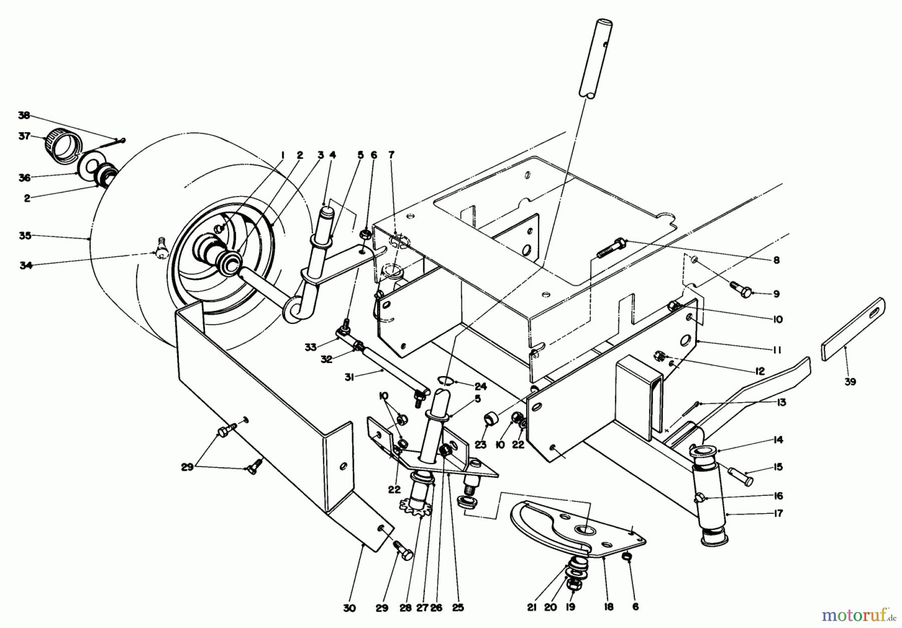  Toro Neu Mowers, Rear-Engine Rider 56138 (8-32) - Toro 8-32 Rear Engine Rider, 1983 (3000001-3999999) FRONT AXLE ASSEMBLY