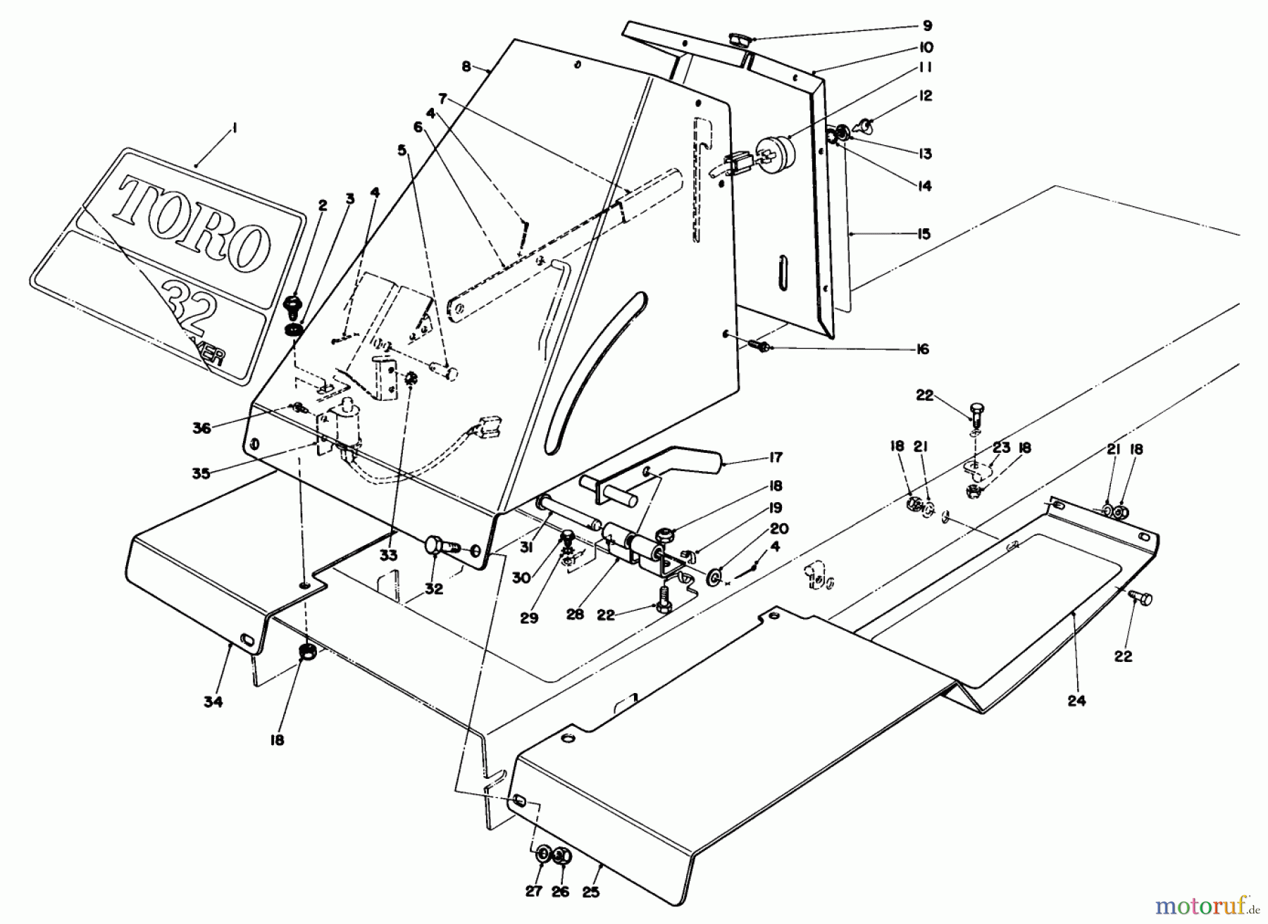 Toro Neu Mowers, Rear-Engine Rider 56138 (8-32) - Toro 8-32 Rear Engine Rider, 1983 (3000001-3999999) FRONT TOWER ASSEMBLY