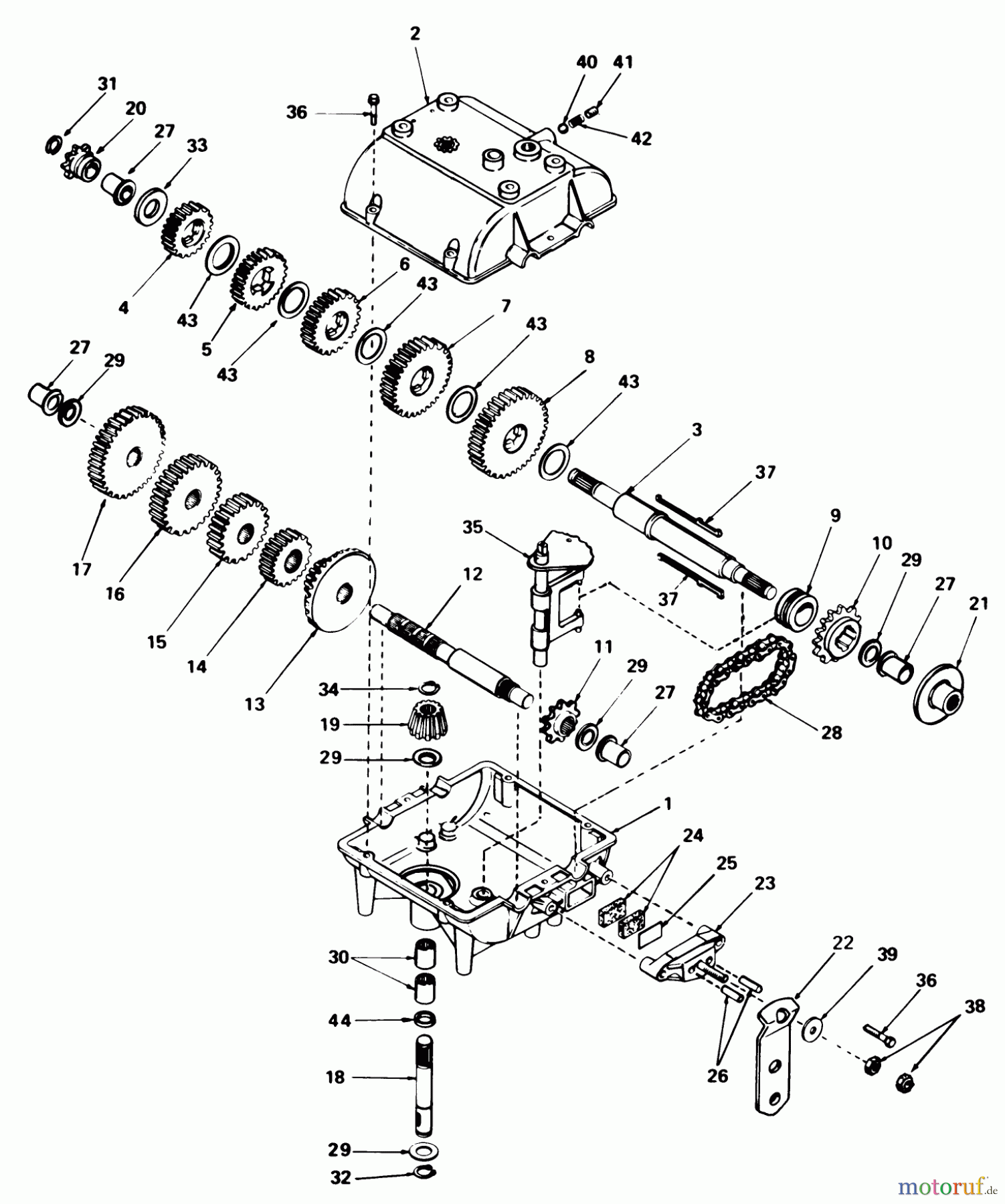 Toro Neu Mowers, Rear-Engine Rider 56138 (8-32) - Toro 8-32 Rear Engine Rider, 1983 (3000001-3999999) TRANSMISSION MODEL 770