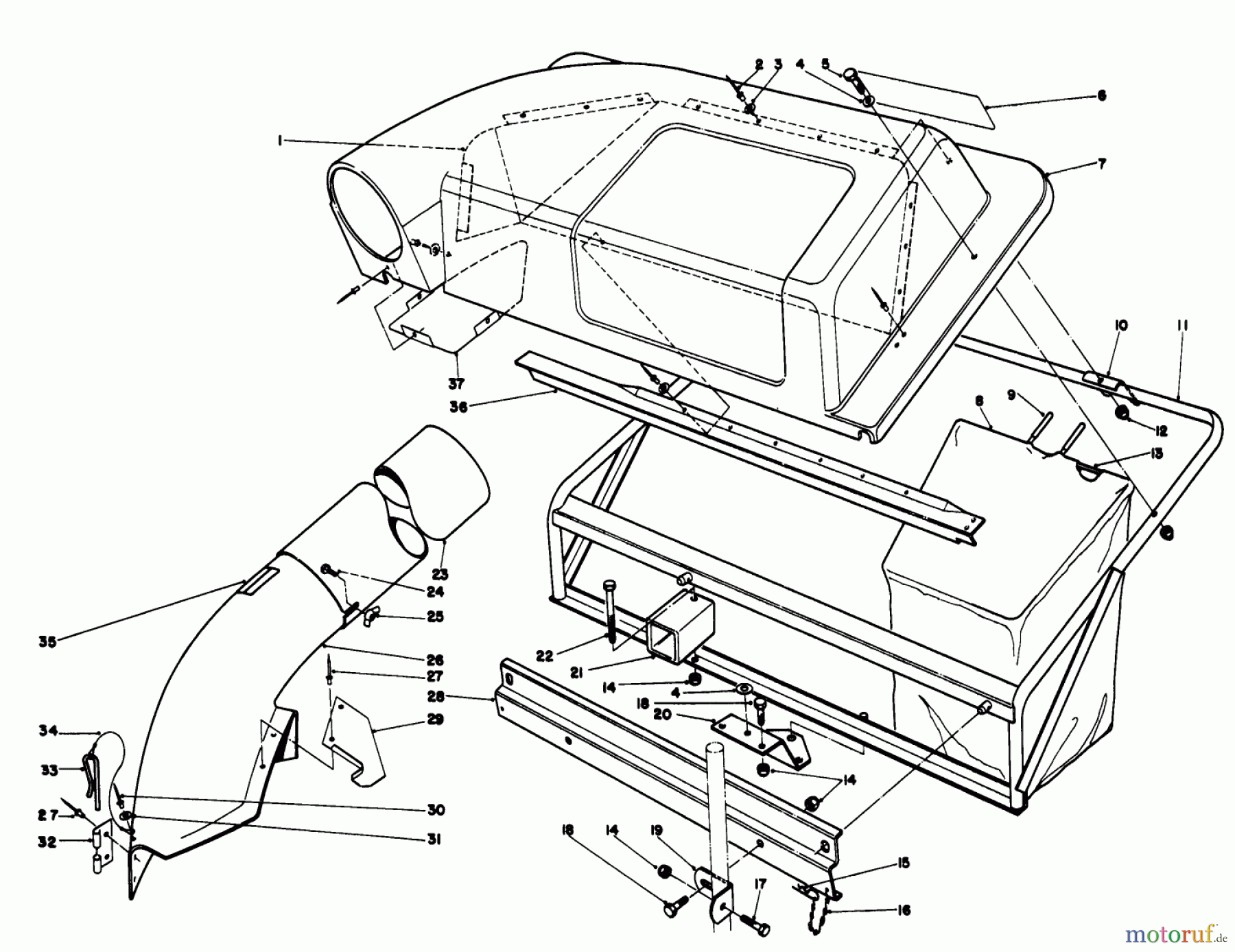  Toro Neu Mowers, Rear-Engine Rider 56138 (8-32) - Toro 8-32 Rear Engine Rider, 1985 (5000001-5999999) TWIN-BAGGER GRASS CATCHER MODEL NO. 59122 (OPTIONAL)