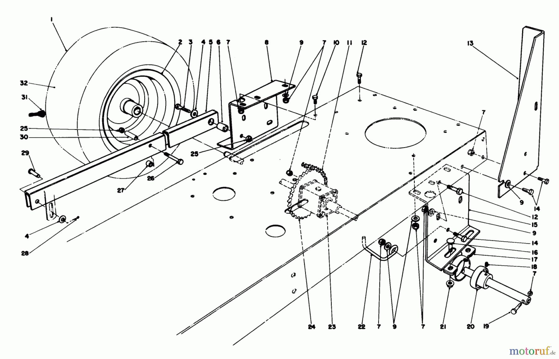 Toro Neu Mowers, Rear-Engine Rider 56138 (8-32) - Toro 8-32 Rear Engine Rider, 1986 (6000001-6999999) REAR AXLE ASSEMBLY