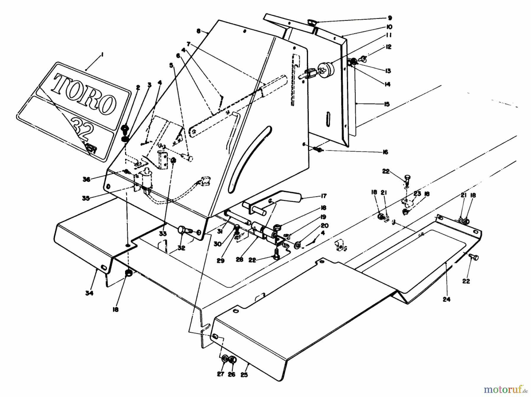  Toro Neu Mowers, Rear-Engine Rider 56145 (8-32) - Toro 8-32 Rear Engine Rider, 1984 (4000001-4999999) FRONT TOWER ASSEMBLY