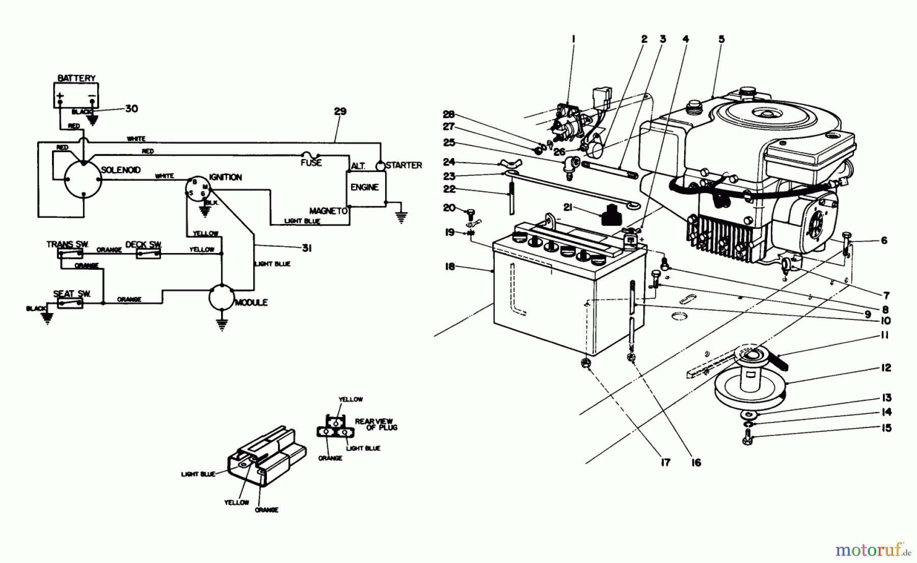  Toro Neu Mowers, Rear-Engine Rider 56145 (8-32) - Toro 8-32 Rear Engine Rider, 1985 (5000001-5999999) ENGINE ASSEMBLY