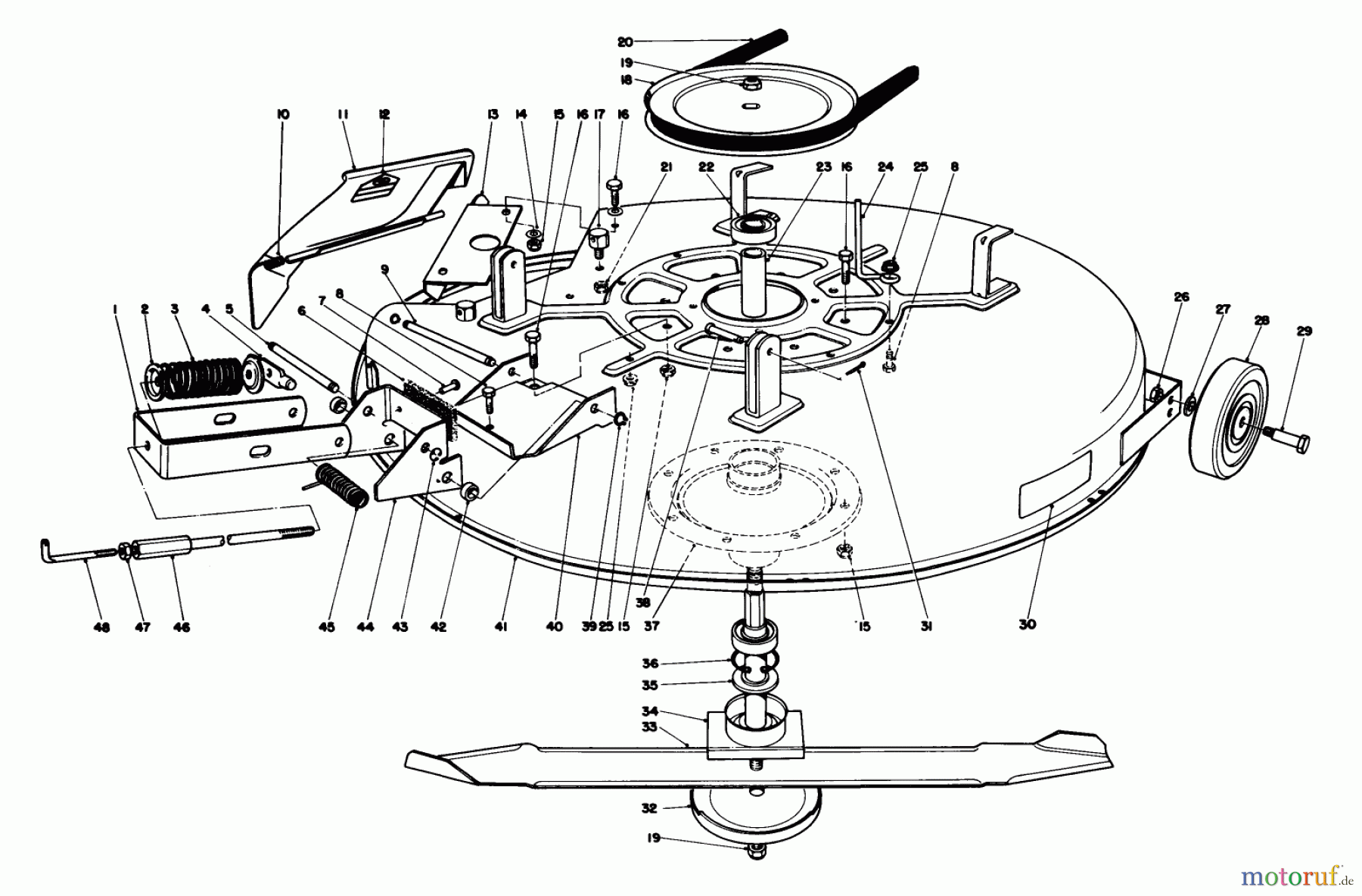 Toro Neu Mowers, Rear-Engine Rider 56145 (8-32) - Toro 8-32 Rear Engine Rider, 1985 (5000001-5999999) MOWER ASSEMBLY