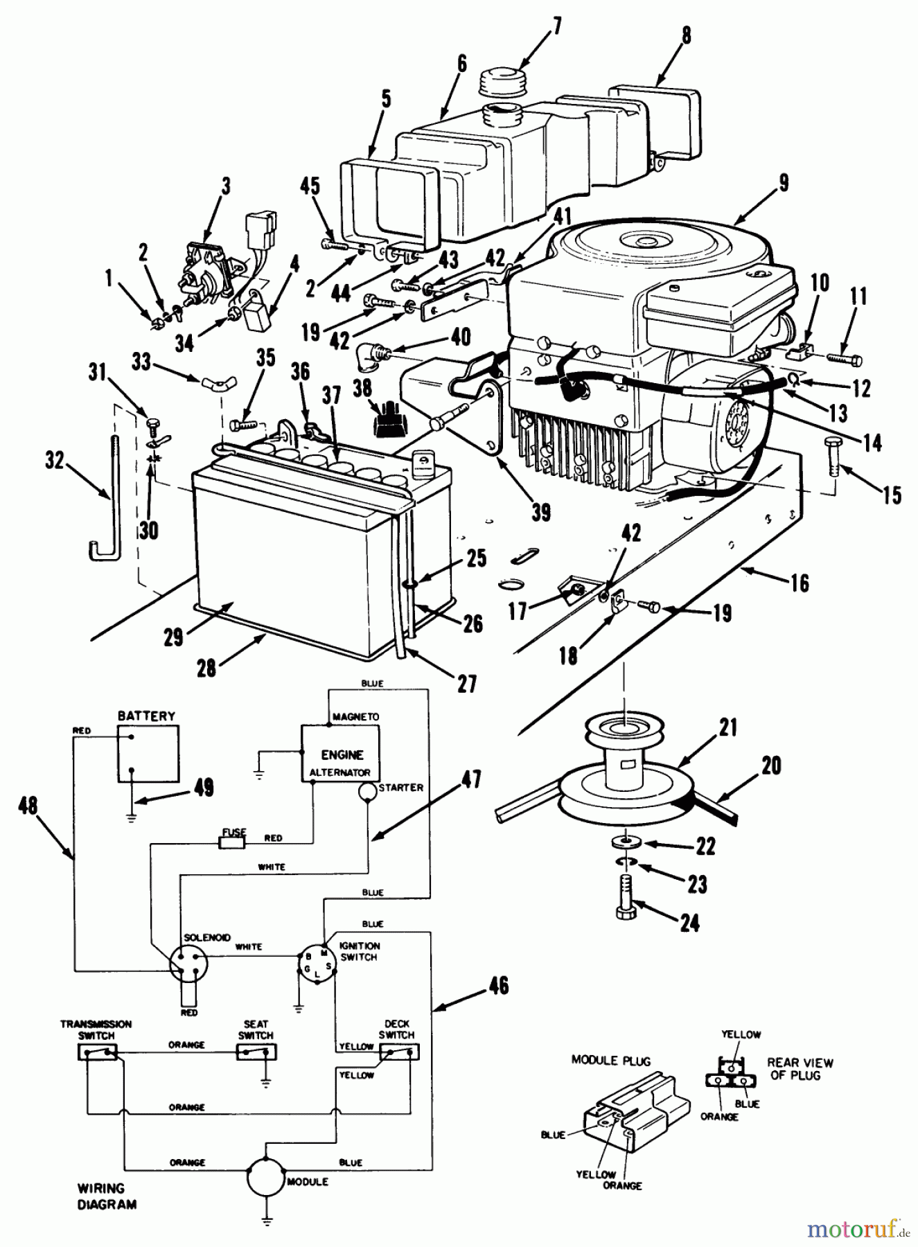 Toro Neu Mowers, Rear-Engine Rider 56145 (8-32) - Toro 8-32 Rear Engine Rider, 1990 (0000001-0999999) ENGINE ASSEMBLY