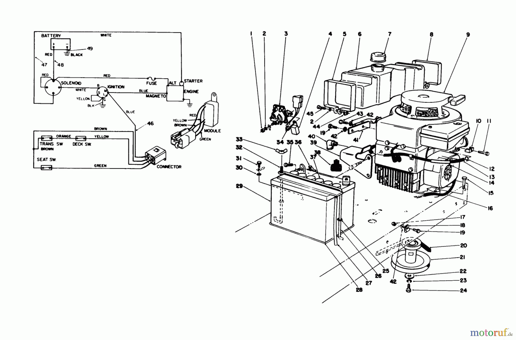 Toro Neu Mowers, Rear-Engine Rider 56150 (8-32) - Toro 8-32 Professional Rider, 1988 (8000001-8999999) ENGINE ASSEMBLY