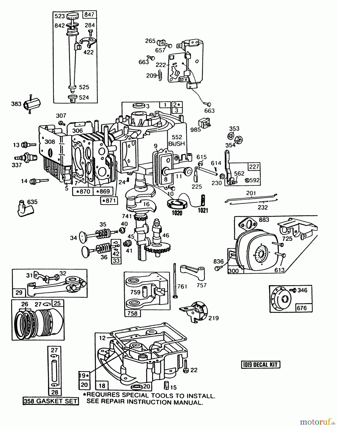 Toro Neu Mowers, Rear-Engine Rider 56175 (12-32) - Toro 12-32 Rear Engine Rider, 1989 (9000001-9999999) ENGINE MODEL NO. 193707-0307-01 8 H.P. REAR ENGINE RIDER ELECTRIC MODEL 56150 #1