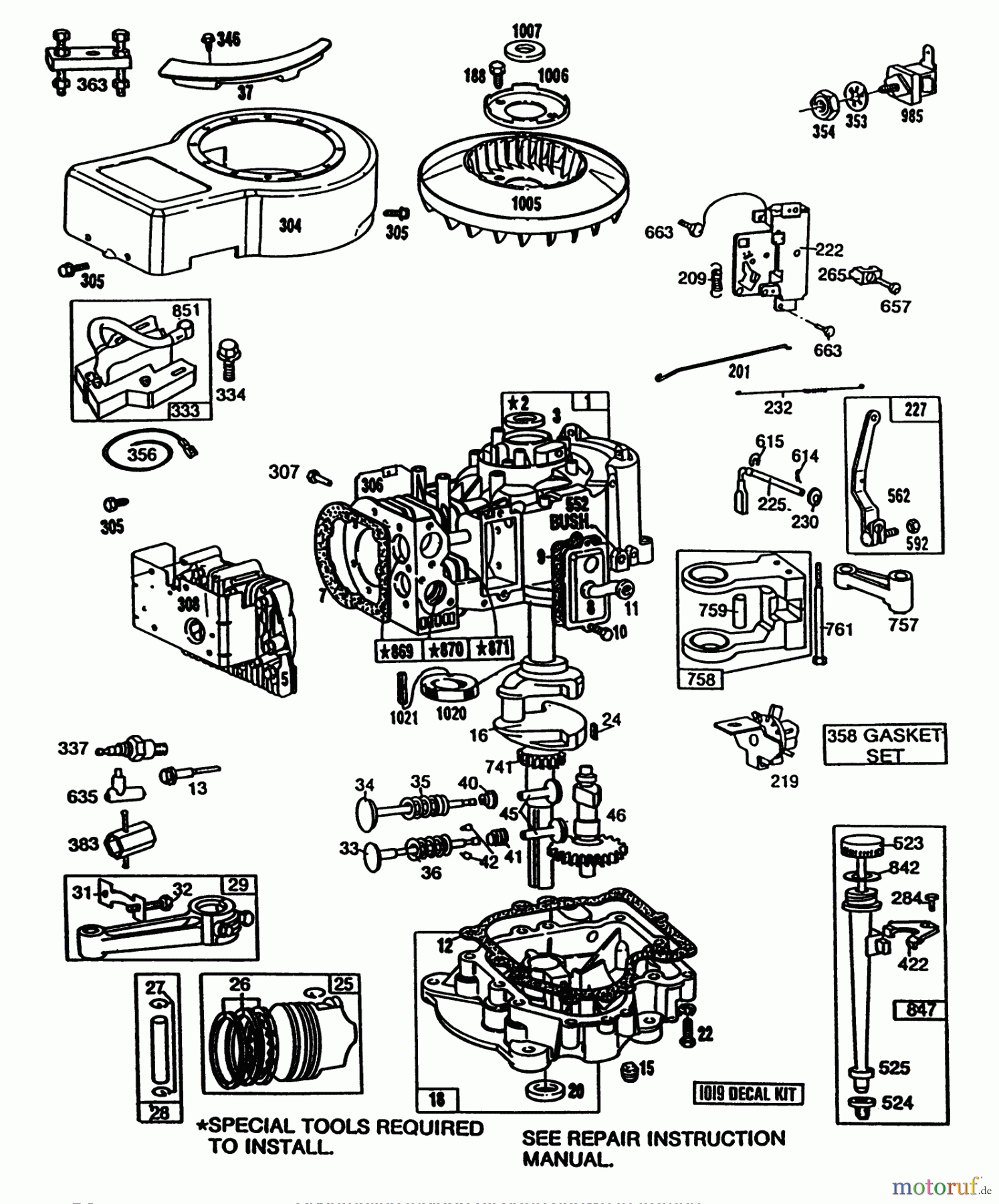 Toro Neu Mowers, Rear-Engine Rider 56175 (12-32) - Toro 12-32 Rear Engine Rider, 1989 (9000001-9999999) ENGINE MODEL NO. 281707-0175-01 12 H.P. REAR ENGINE RIDER ELECTRIC MODEL 56175