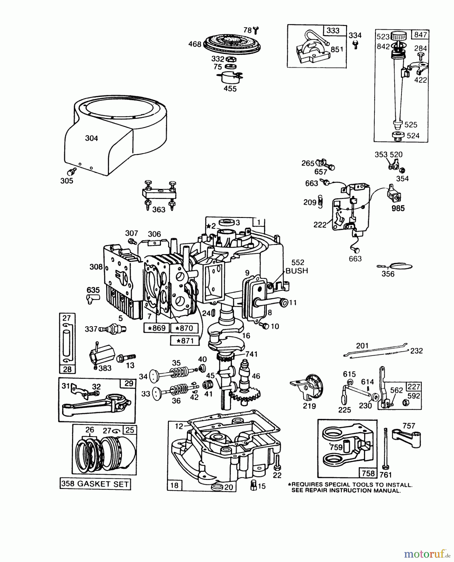 Toro Neu Mowers, Rear-Engine Rider 56155 (11-32) - Toro 11-32 Rear Engine Rider, 1986 (6000001-6999999) ENGINE BRIGGS & STRATTON MODEL NO. 252707-0621-01 #2