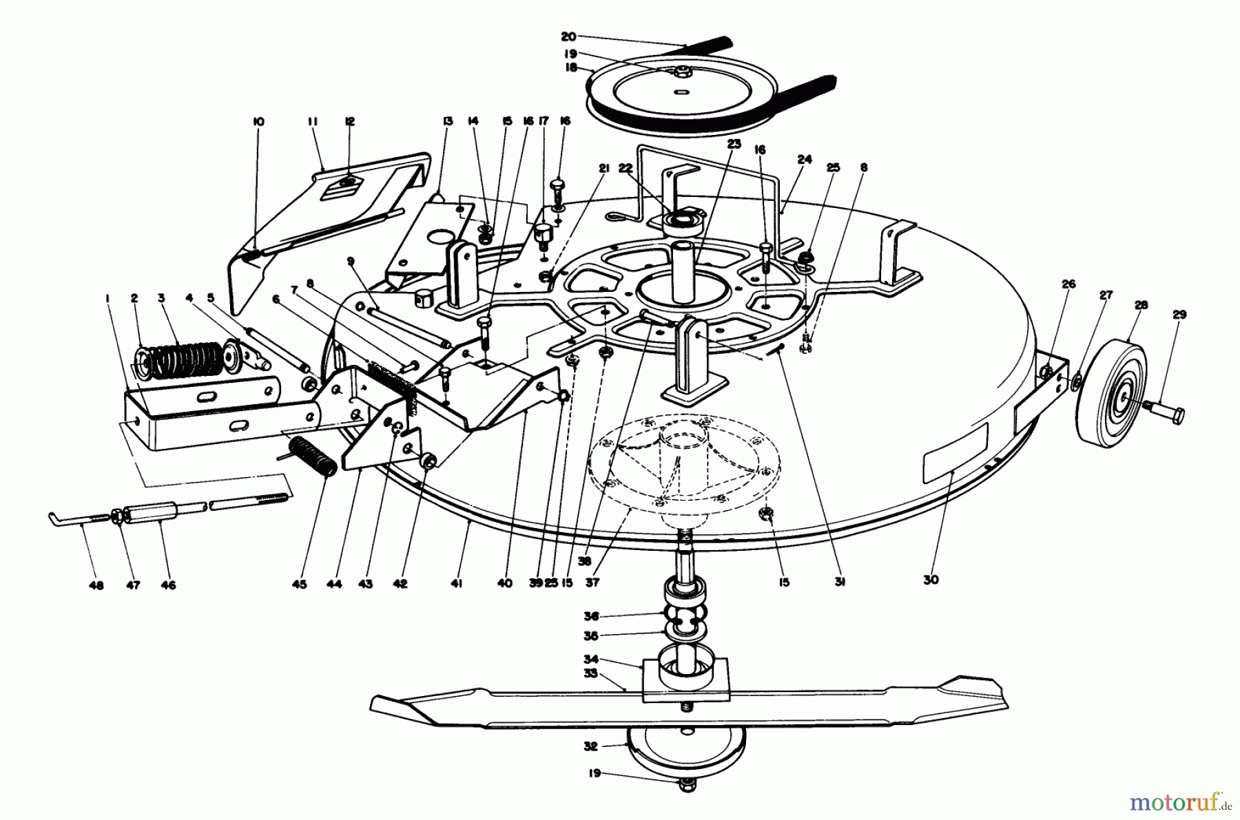 Toro Neu Mowers, Rear-Engine Rider 56155 (11-32) - Toro 11-32 Rear Engine Rider, 1986 (6000001-6999999) MOWER ASSEMBLY