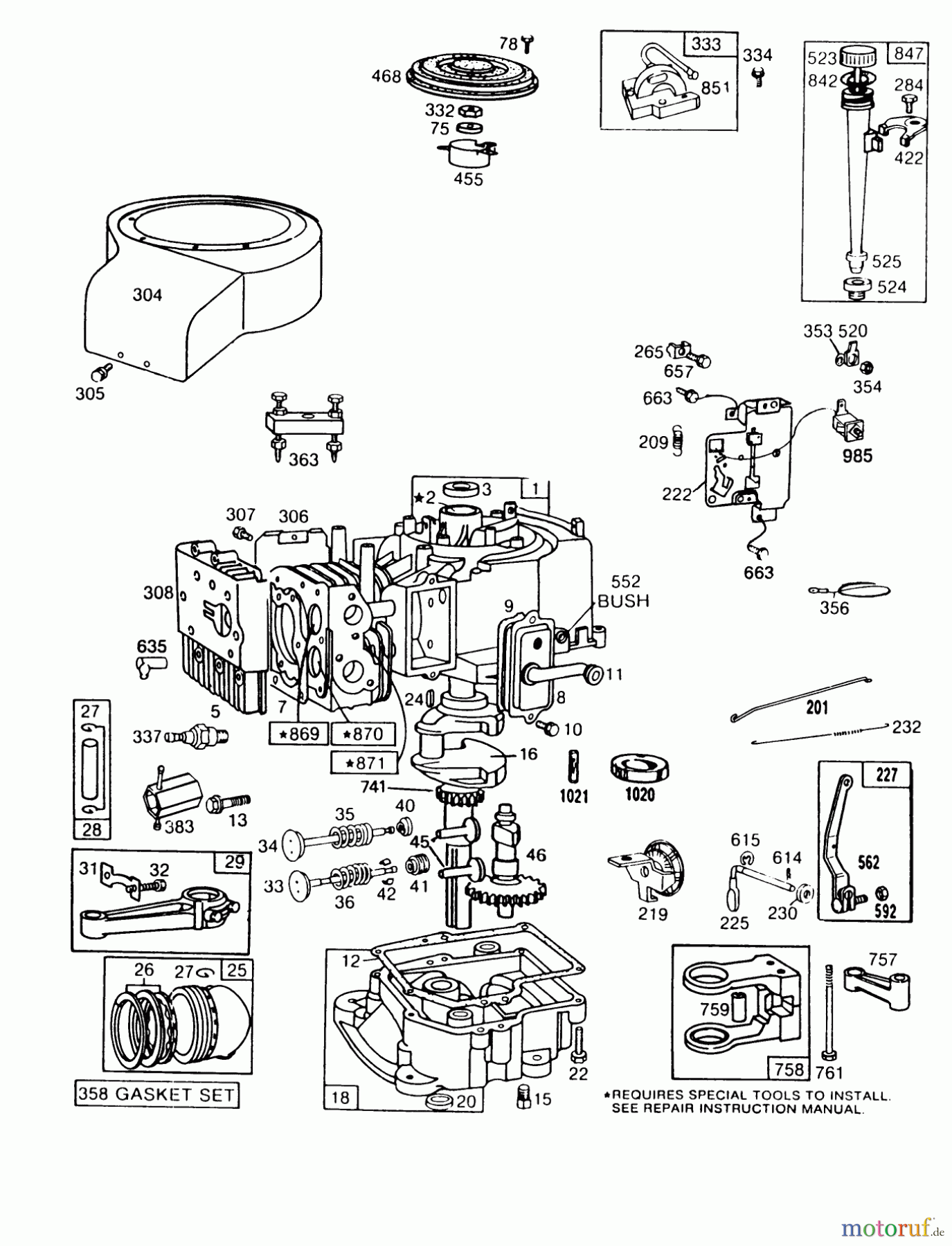 Toro Neu Mowers, Rear-Engine Rider 56155 (11-32) - Toro 11-32 Rear Engine Rider, 1987 (7000001-7999999) ENGINE BRIGGS & STRATTON MODEL NO. 252707-0621-01 #2