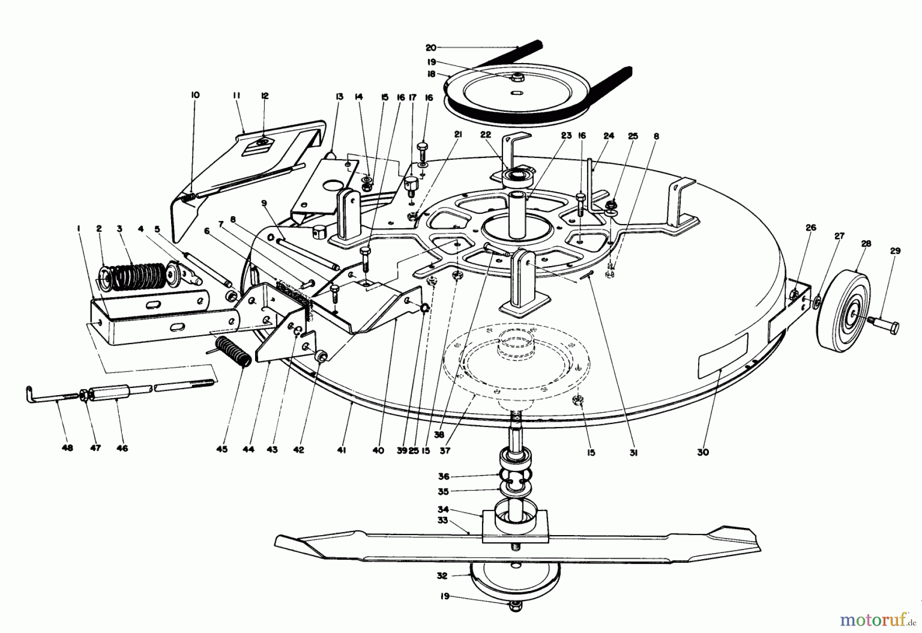Toro Neu Mowers, Rear-Engine Rider 56170 (11-32) - Toro 11-32 Professional, 1985 (5000001-5999999) MOWER ASSEMBLY