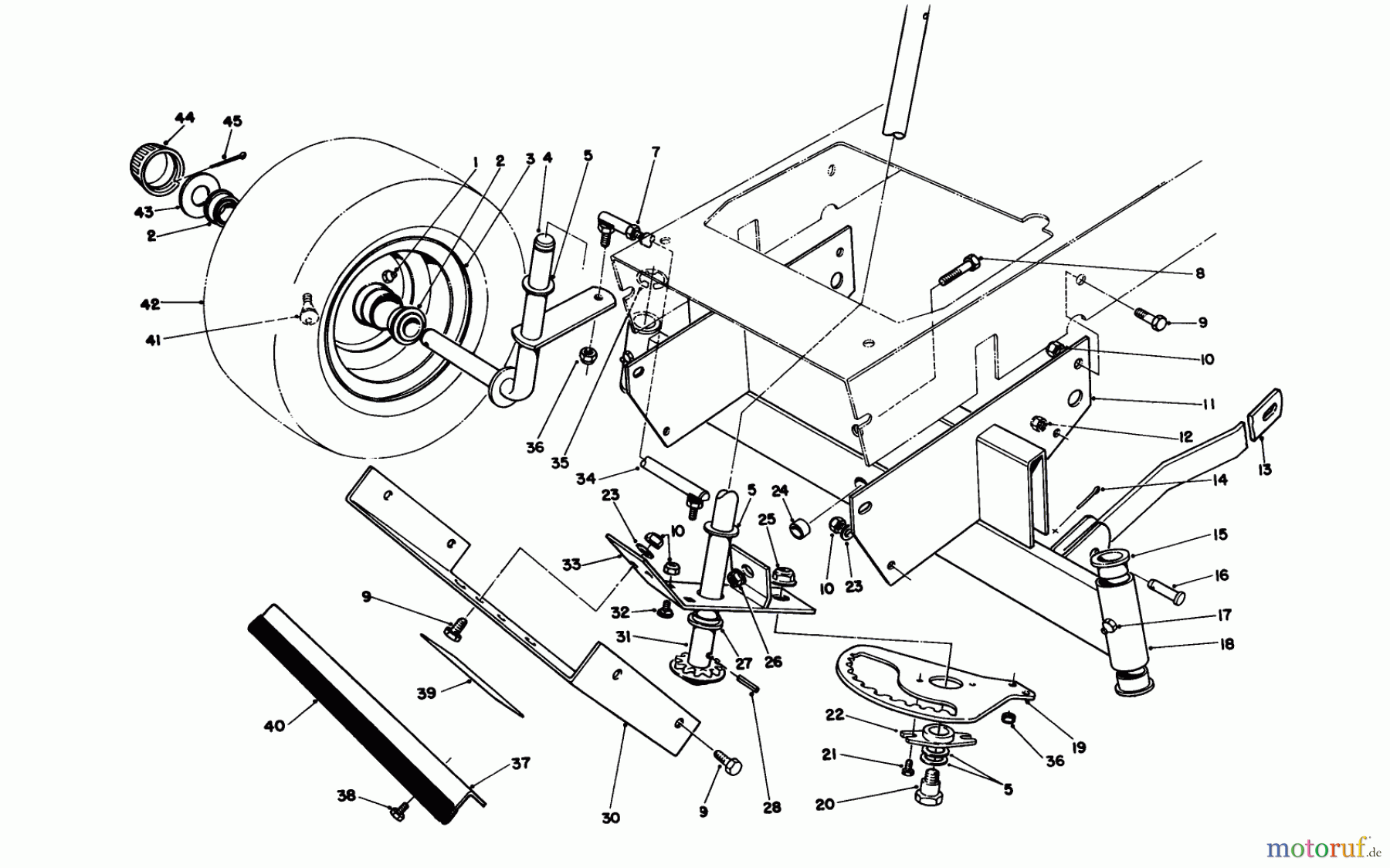 Toro Neu Mowers, Rear-Engine Rider 56195 (12-32) - Toro 12-32 Rear Engine Rider, 1991 (1000001-1999999) FRONT AXLE ASSEMBLY
